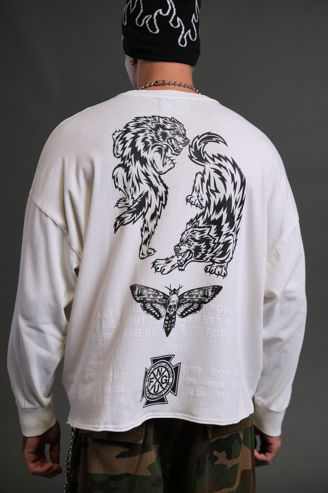 Wolves Tale "Box Cut" L/S Tee in Cream