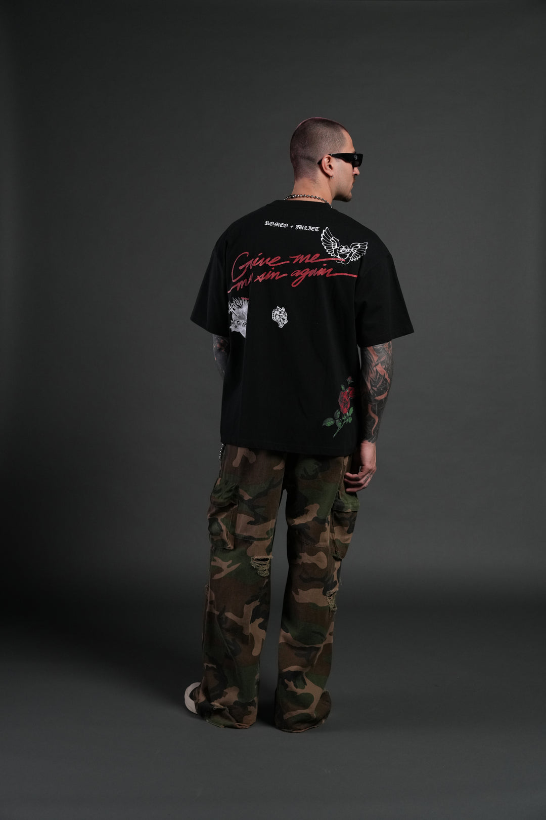 Sin Again Unisex Grunge Tee in Black