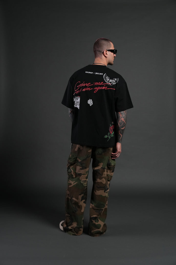 Sin Again Unisex Grunge Tee in Black