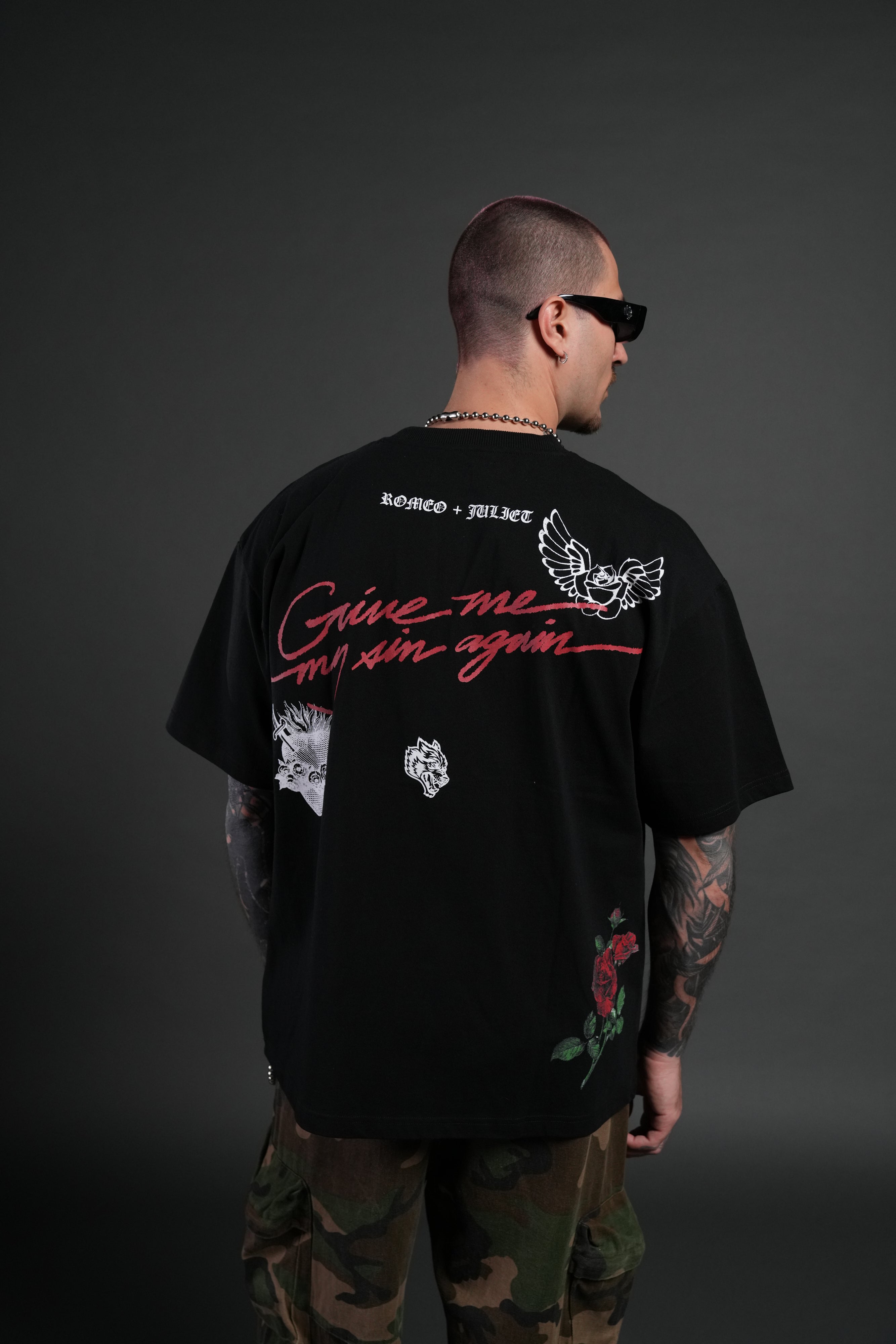 Sin Again Unisex Grunge Tee in Black