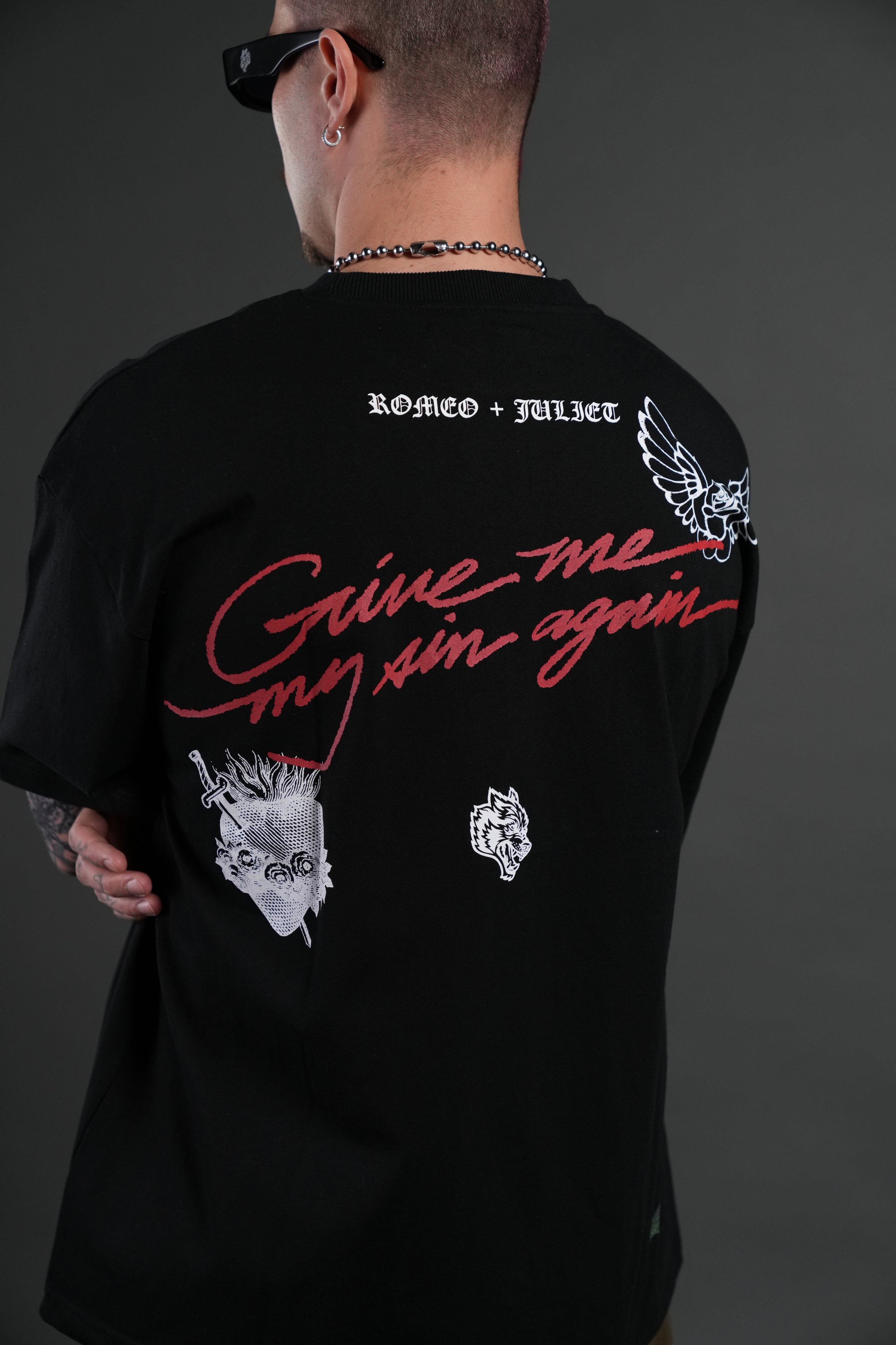 Sin Again Unisex Grunge Tee in Black