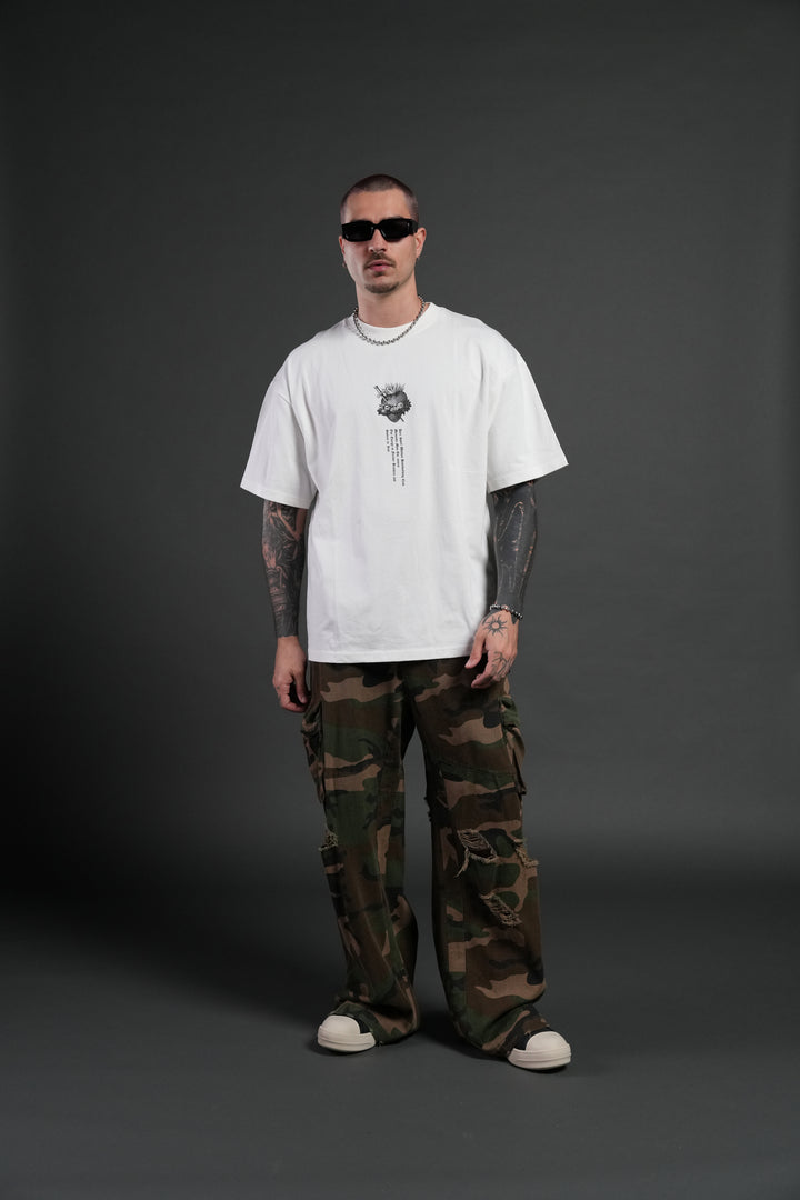 Sin Again Unisex Grunge Tee in Cream