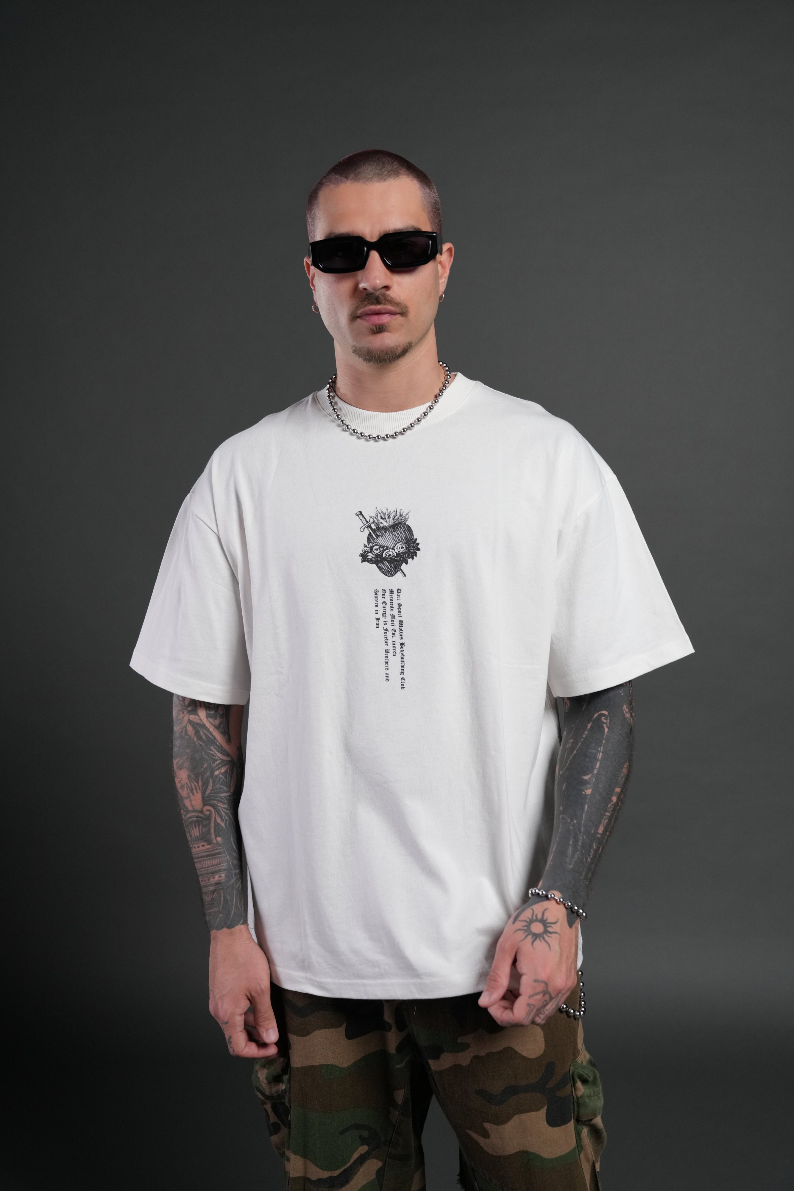 Sin Again Unisex Grunge Tee in Cream