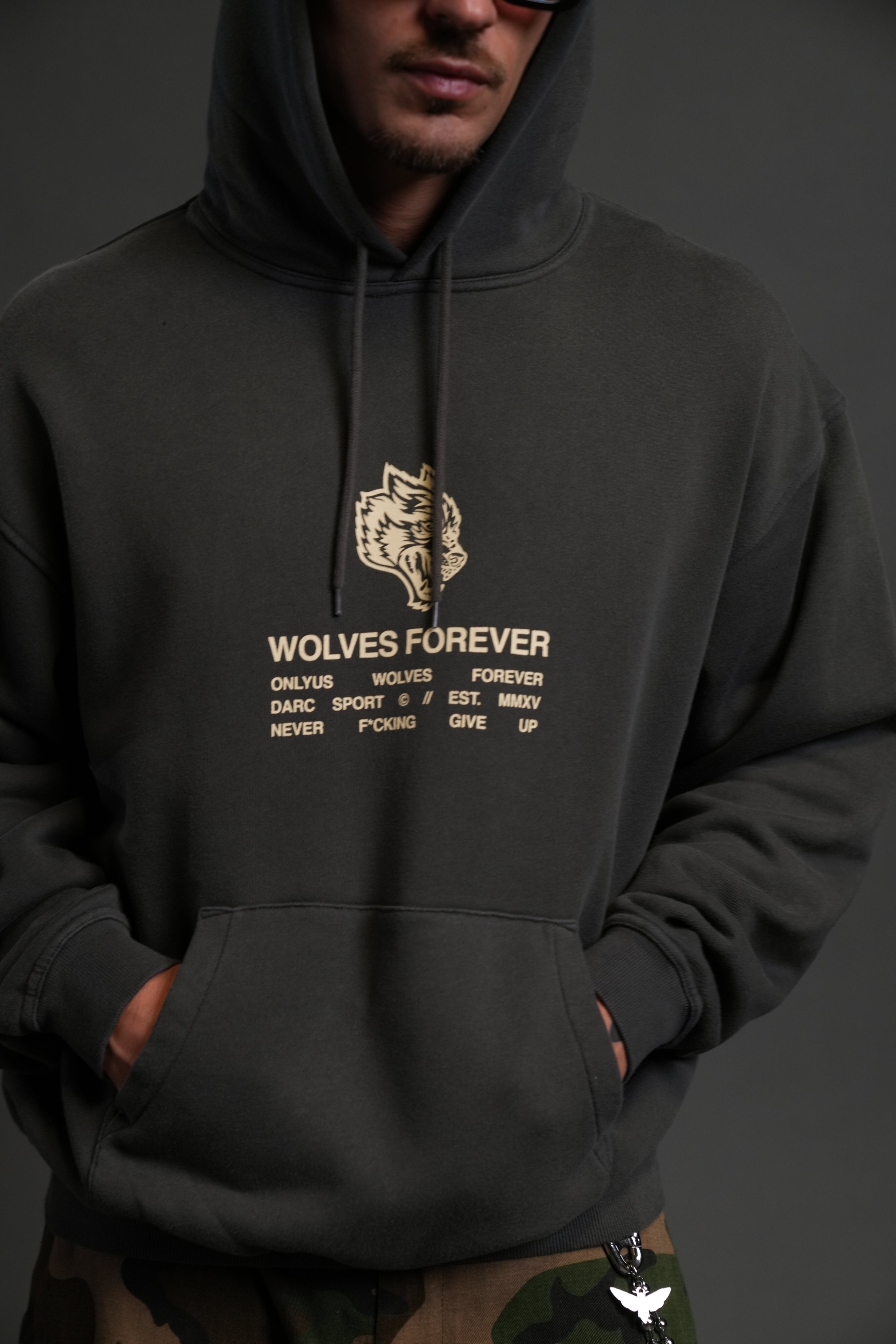 Wolves Have Your Back "Bishop" Hoodie in Wolf Gray Halo Wash