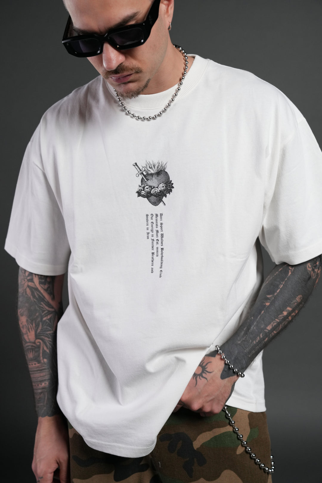 Sin Again Unisex Grunge Tee in Cream