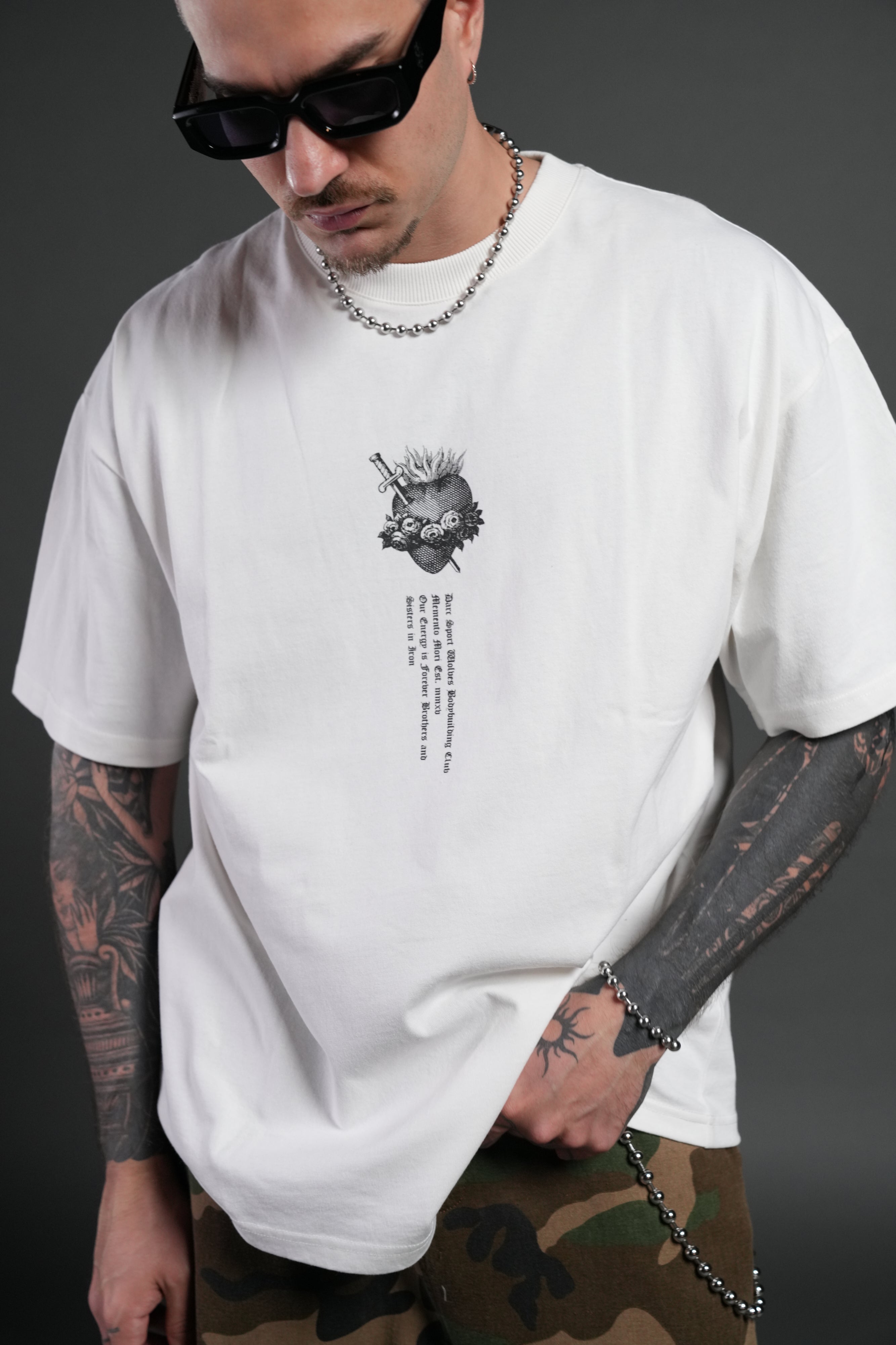 Sin Again Unisex Grunge Tee in Cream