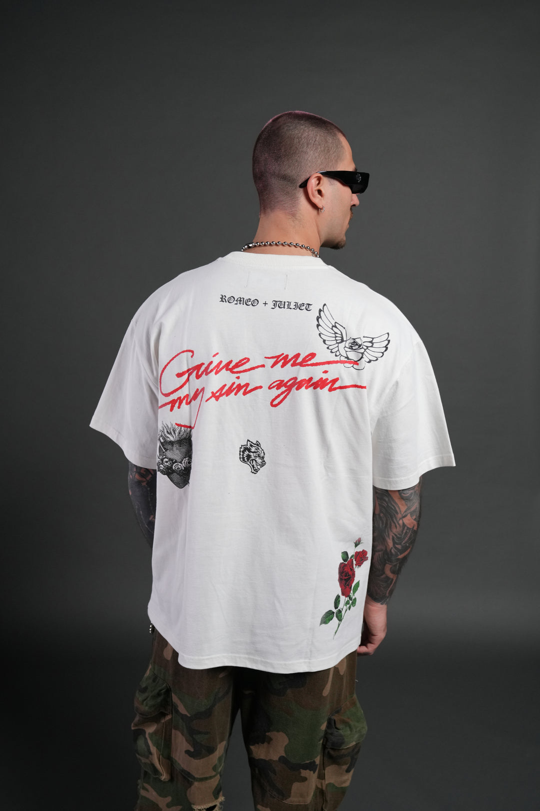 Sin Again Unisex Grunge Tee in Cream