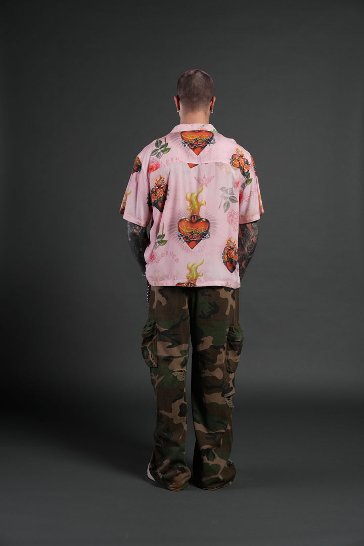 Sacred Path Mid-Length Button Up in Corazon de Devocion