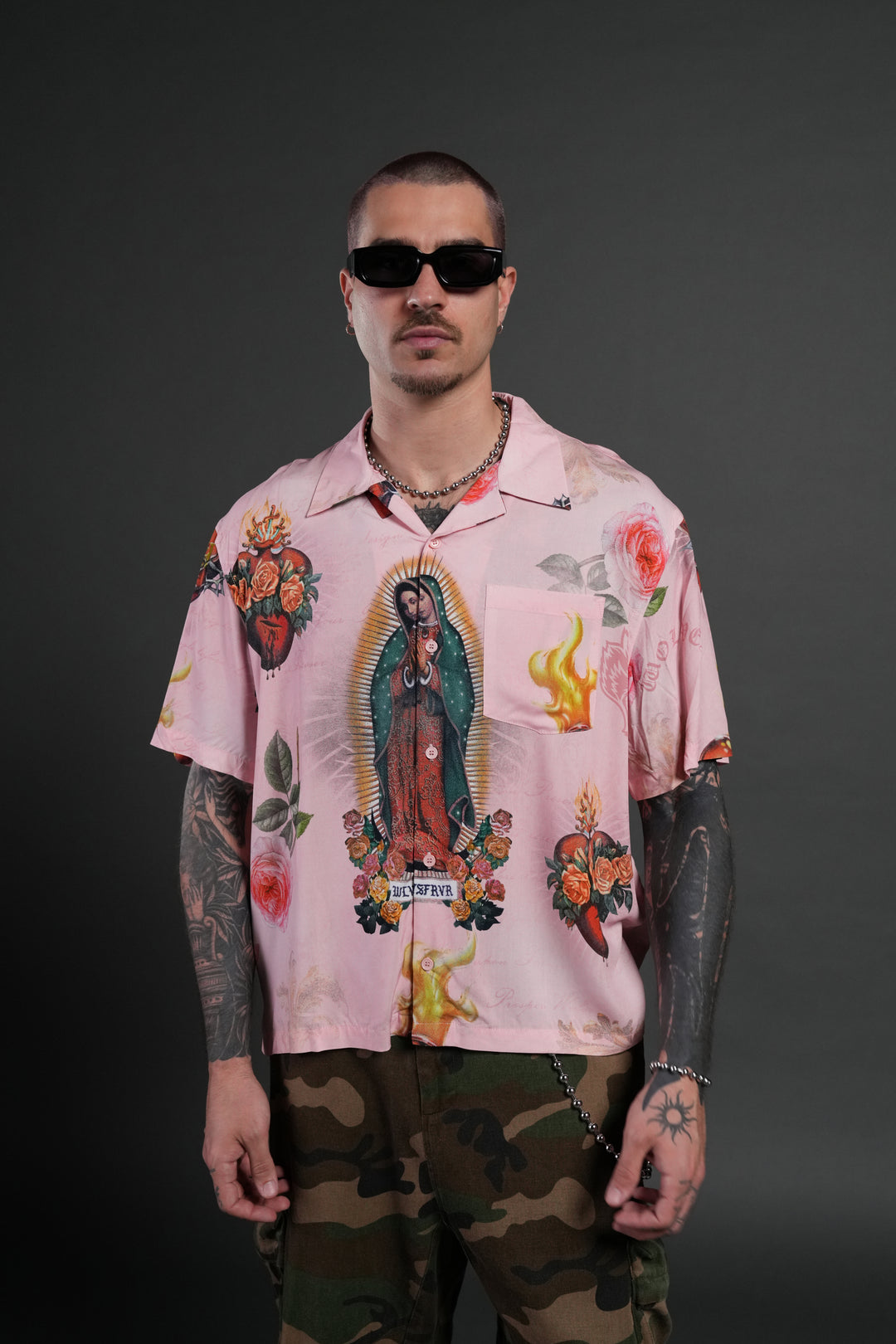 Sacred Path Mid-Length Button Up in Corazon de Devocion