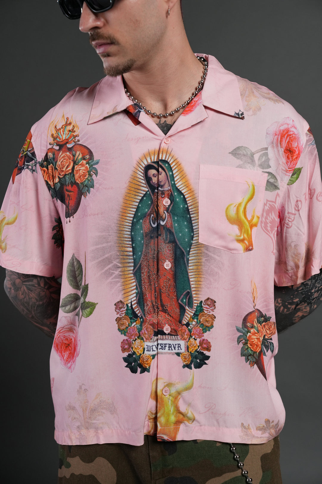 Sacred Path Mid-Length Button Up in Corazon de Devocion