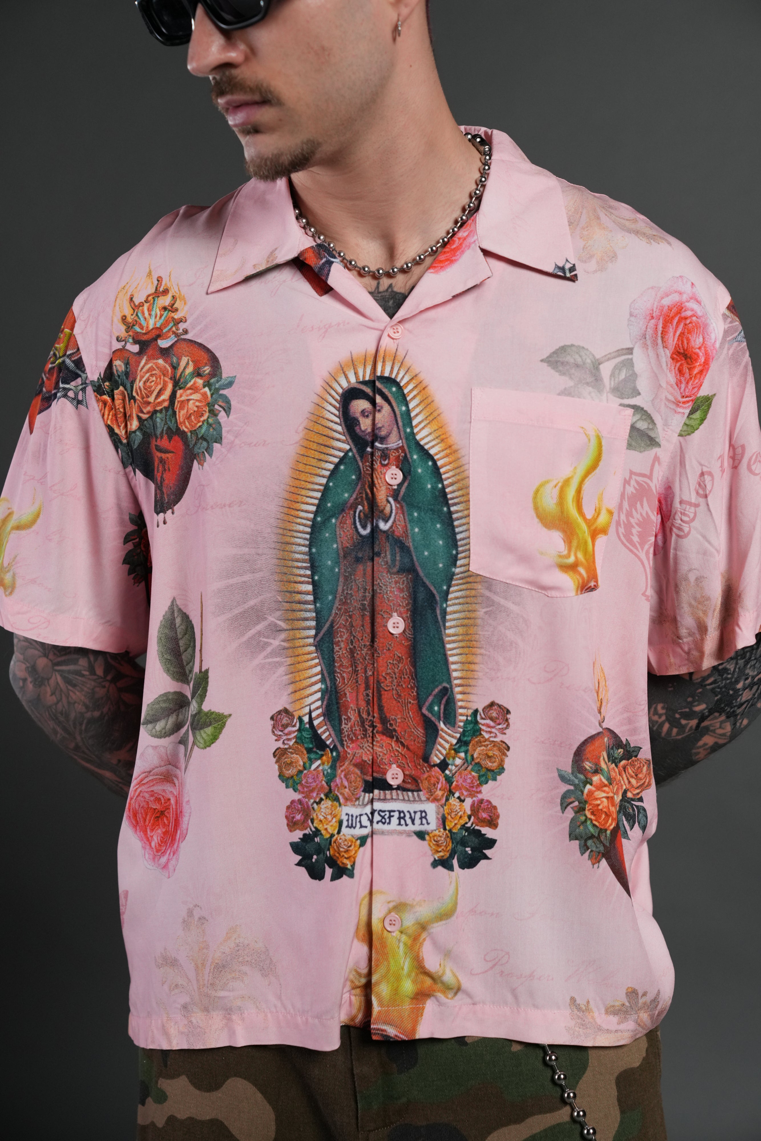 Sacred Path Mid-Length Button Up in Corazon de Devocion