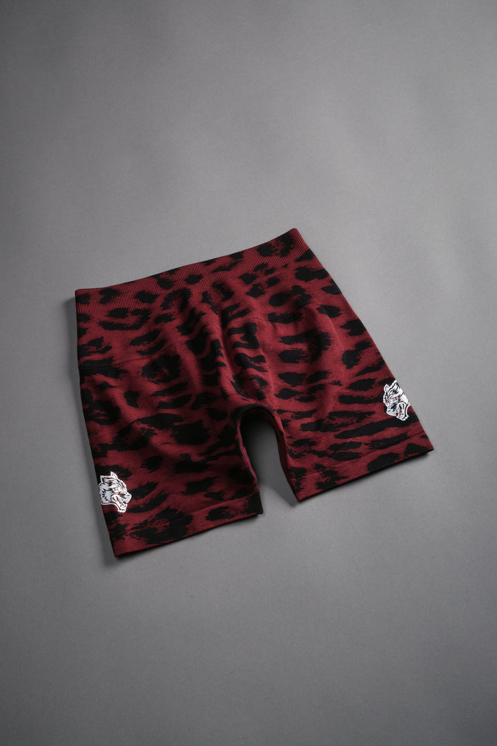 Dual Wolf Everson Seamless "Sierra" Shorts in Cherry Red Leopard