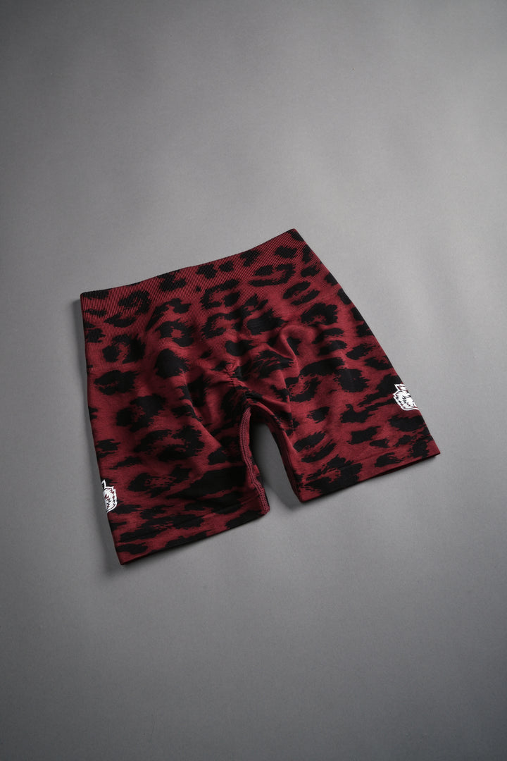 Dual Wolf Everson Seamless "Sierra" Shorts in Cherry Red Leopard