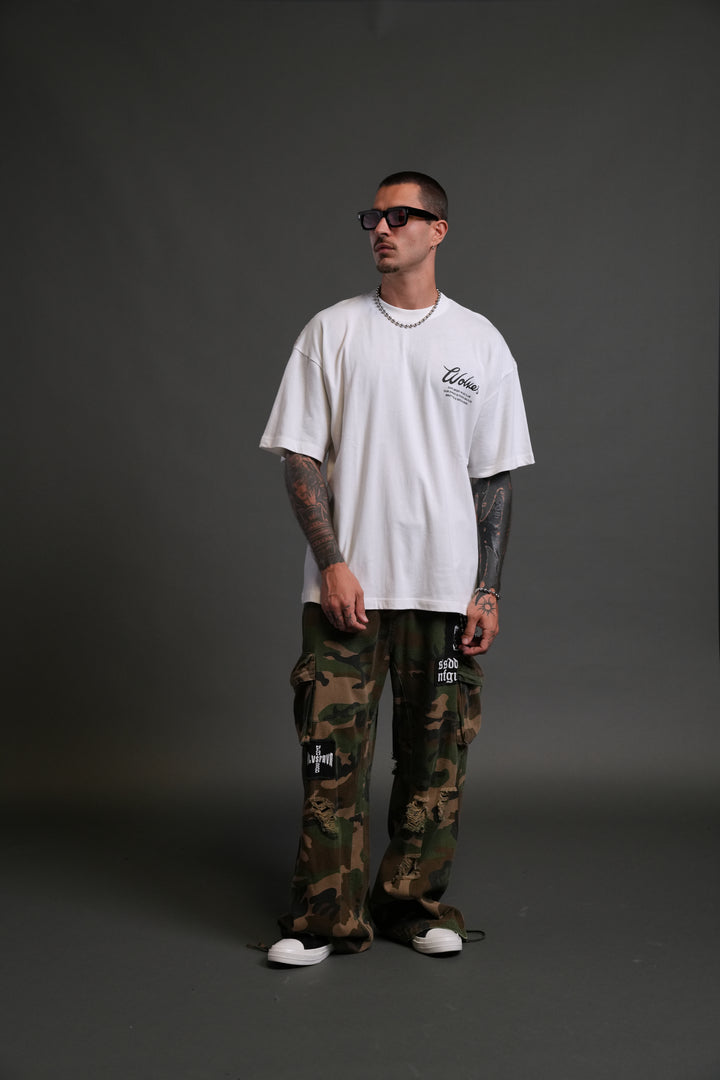 Western Wolves Forever "Premium" Oversized Tee in Cream