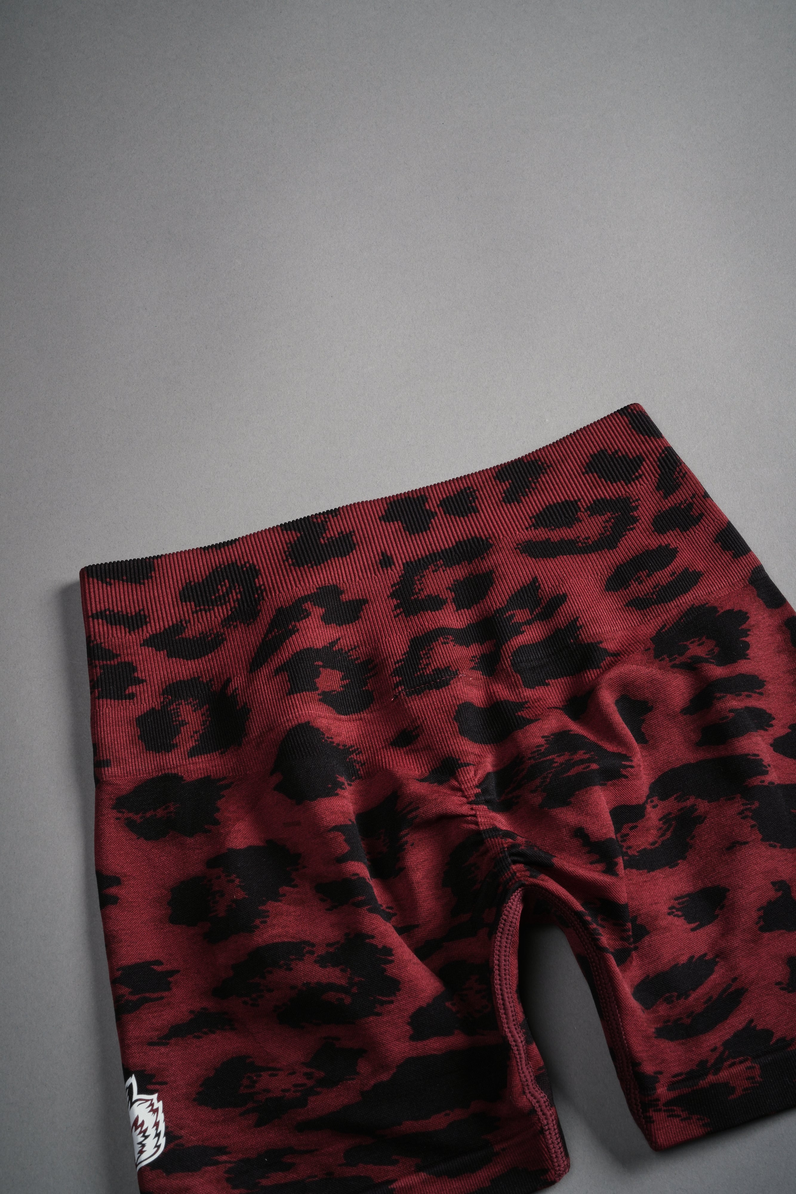 Dual Wolf Everson Seamless "Sierra" Shorts in Cherry Red Leopard