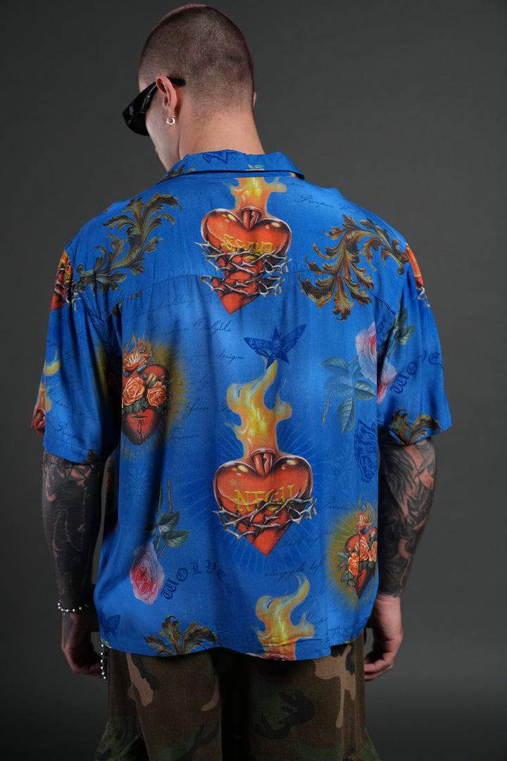 Sacred Path Mid-Length Button Up in Corazon de Fuego