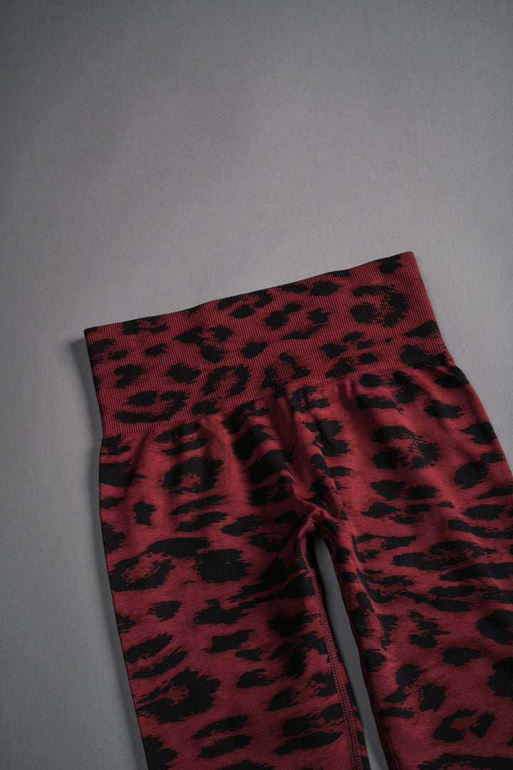 Big Wolf "Everson" Scrunch Leggings in Cherry Red Leopard