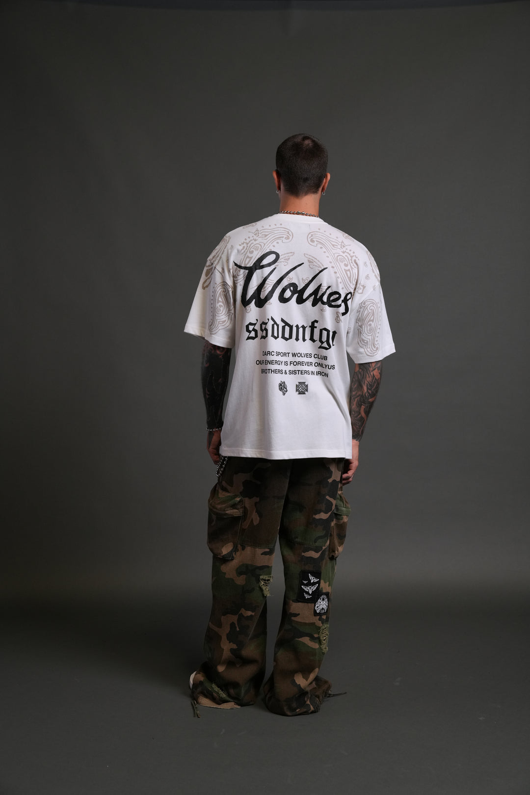 Western Wolves Forever "Premium" Oversized Tee in Cream