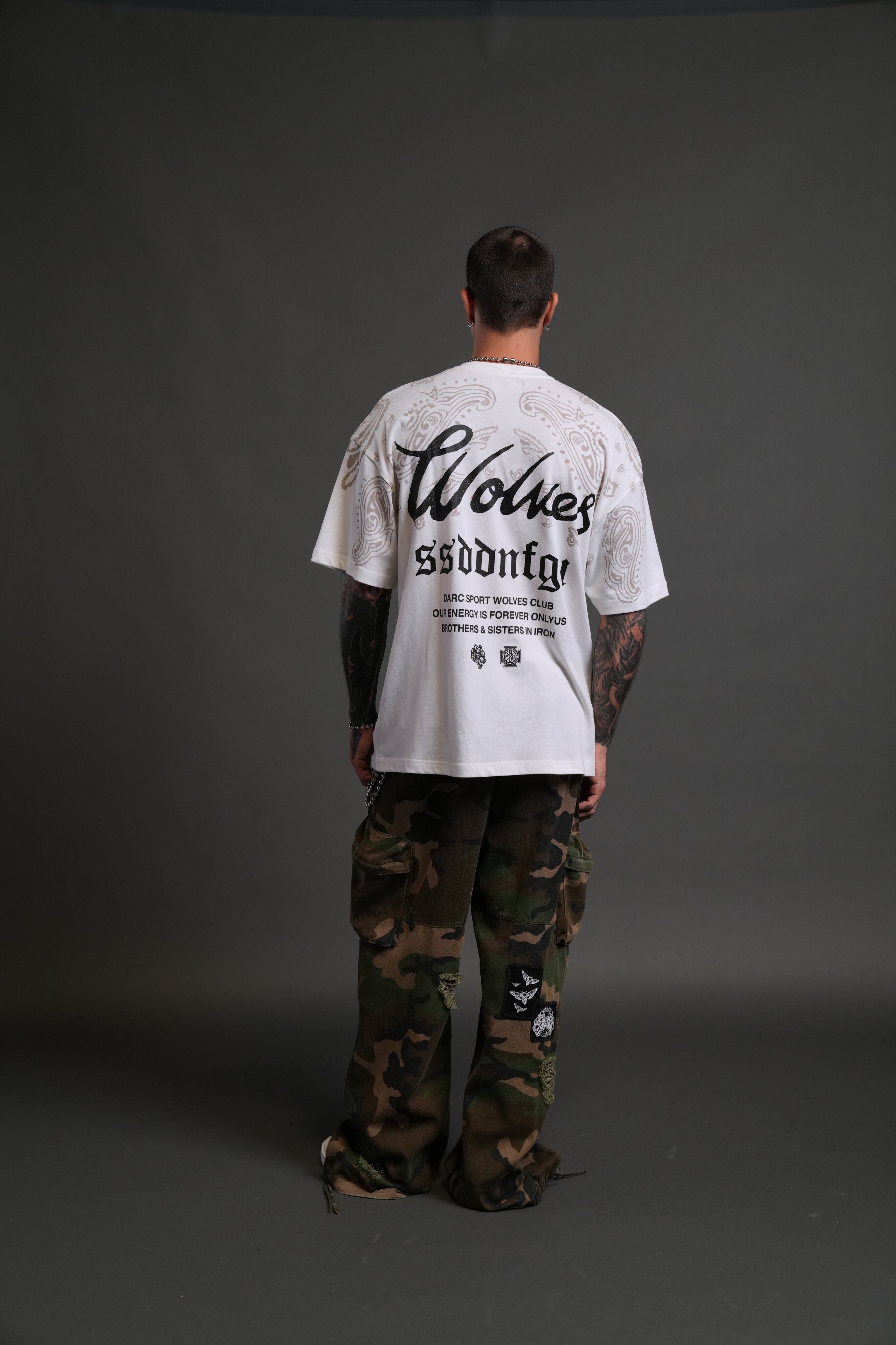 Western Wolves Forever "Premium" Oversized Tee in Cream