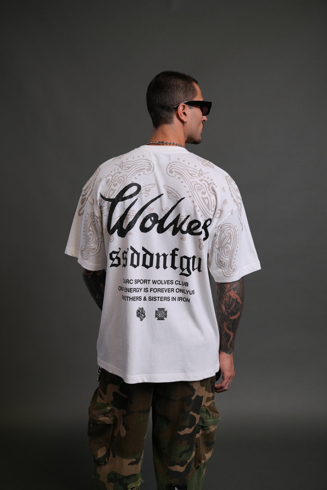 Western Wolves Forever "Premium" Oversized Tee in Cream