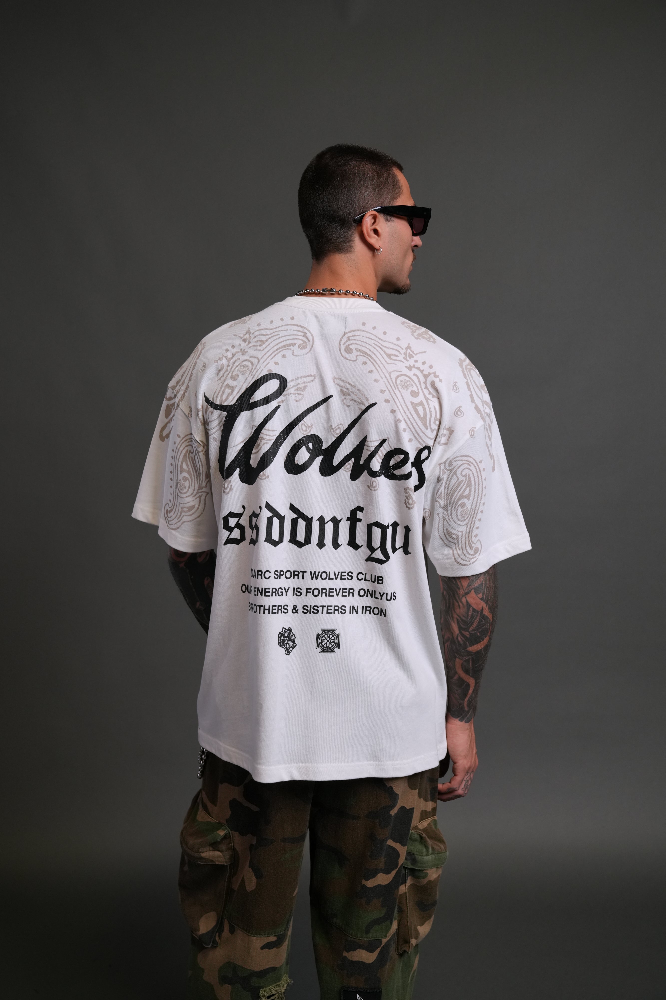 Western Wolves Forever "Premium" Oversized Tee in Cream