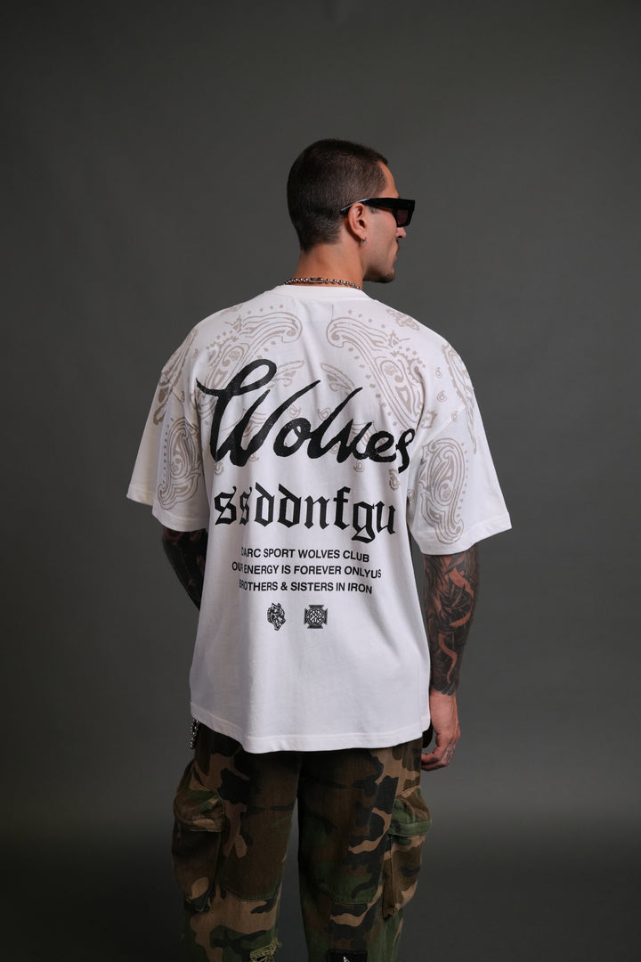 Western Wolves Forever "Premium" Oversized Tee in Cream