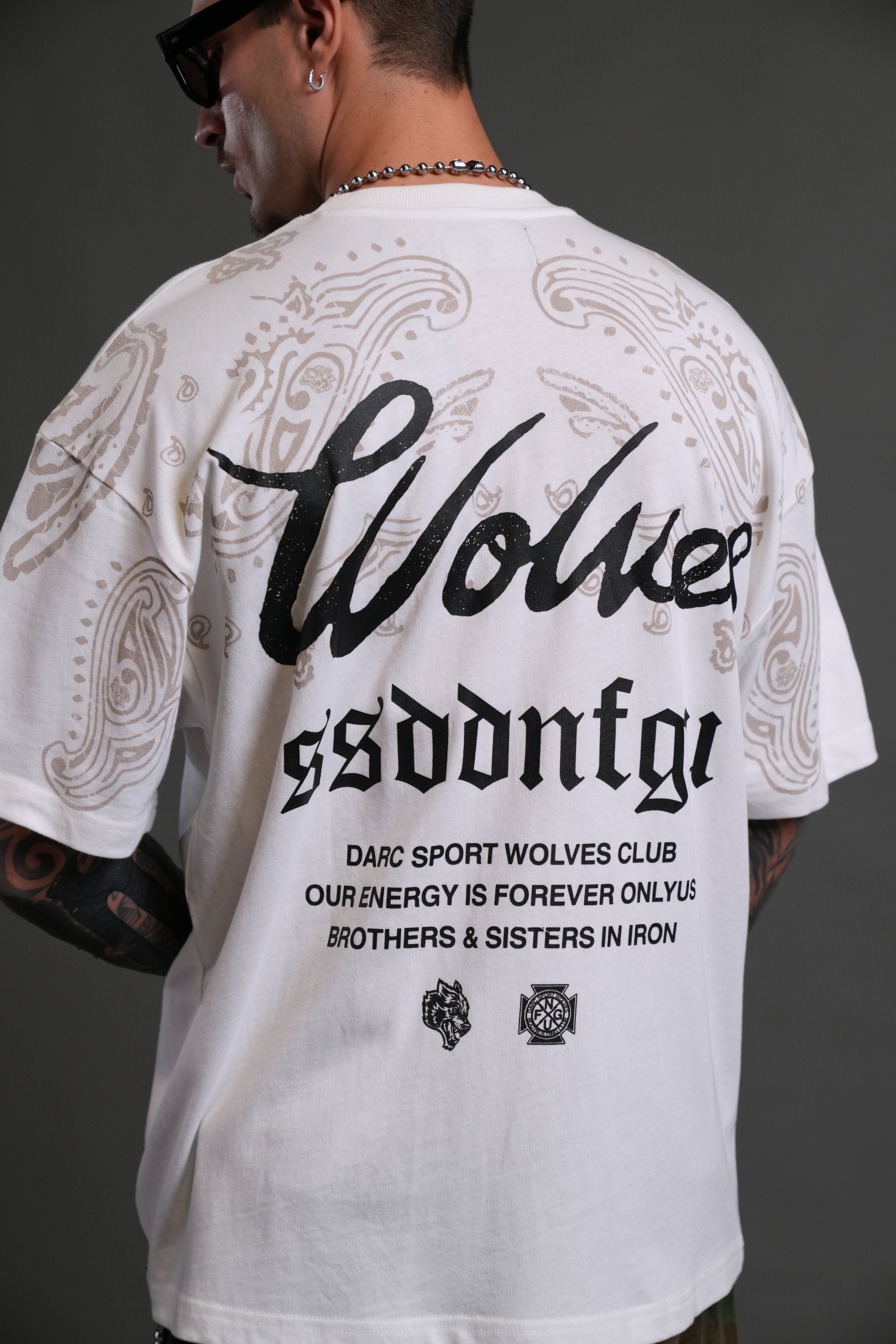 Western Wolves Forever "Premium" Oversized Tee in Cream