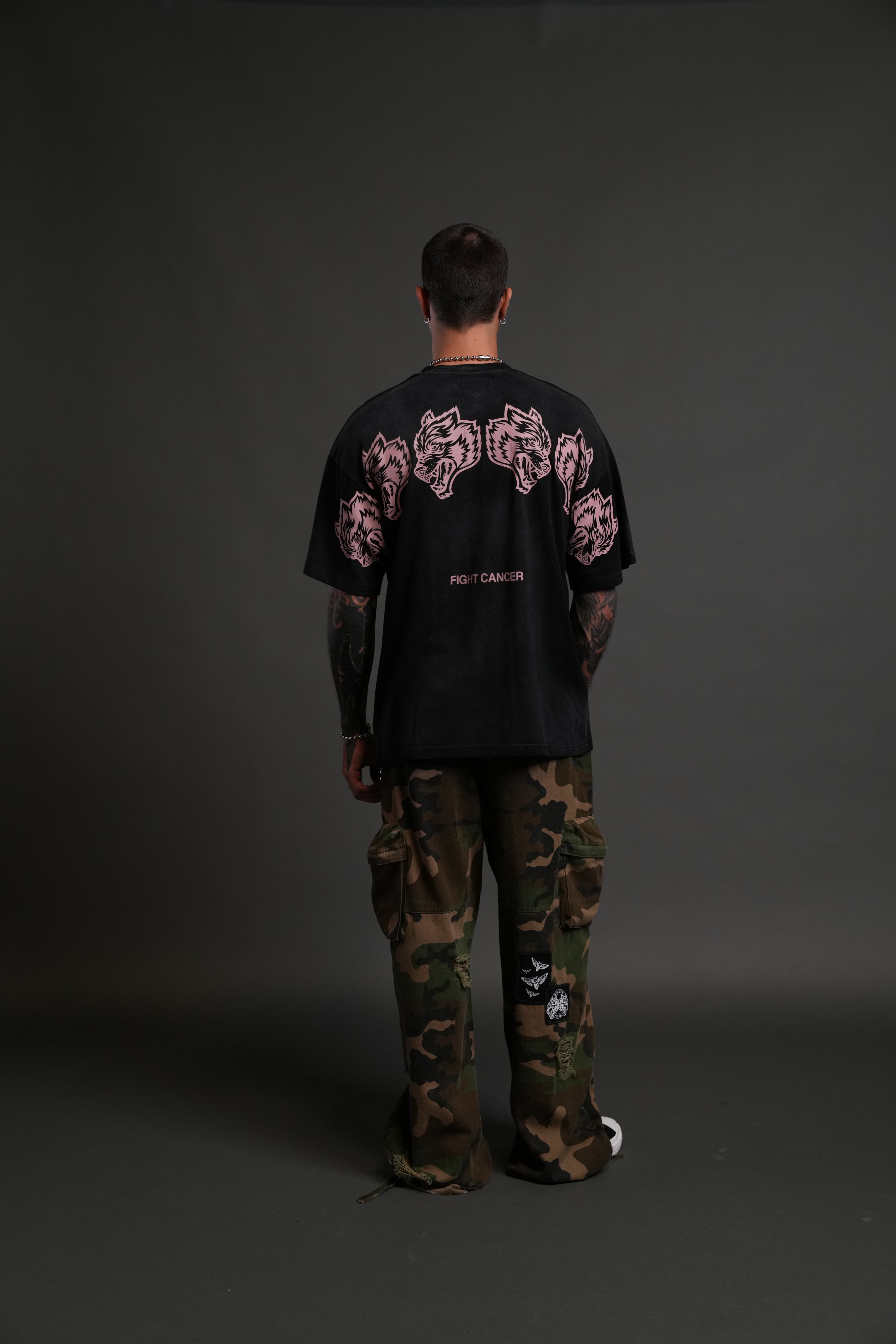 Wolves Have Your Back "Premium" Oversized Tee in Black Halo Wash