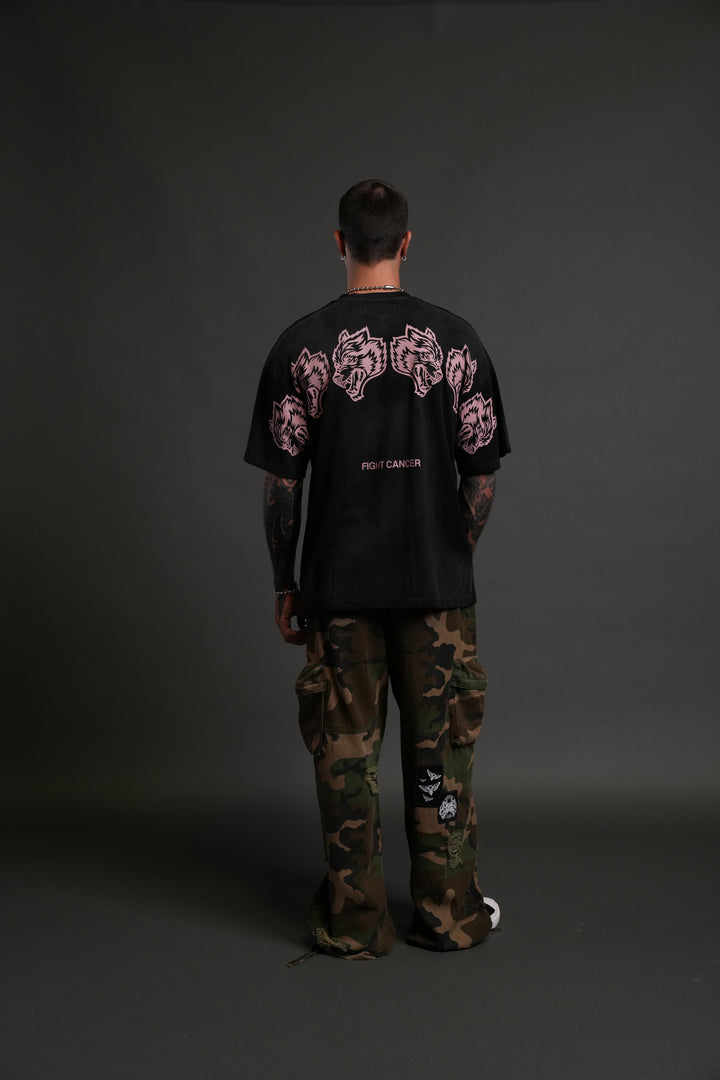 Wolves Have Your Back "Premium" Oversized Tee in Black Halo Wash