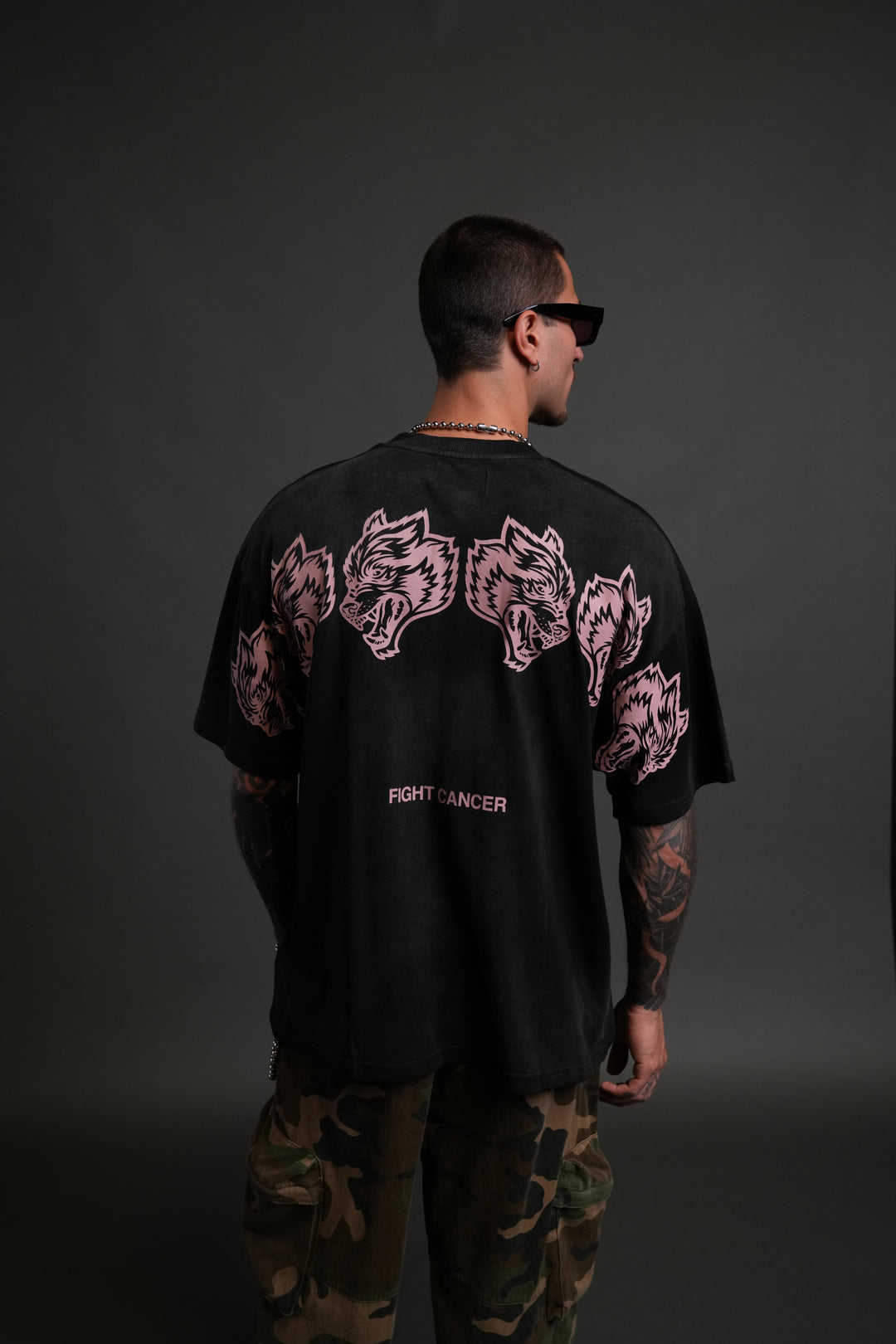 Wolves Have Your Back "Premium" Oversized Tee in Black Halo Wash