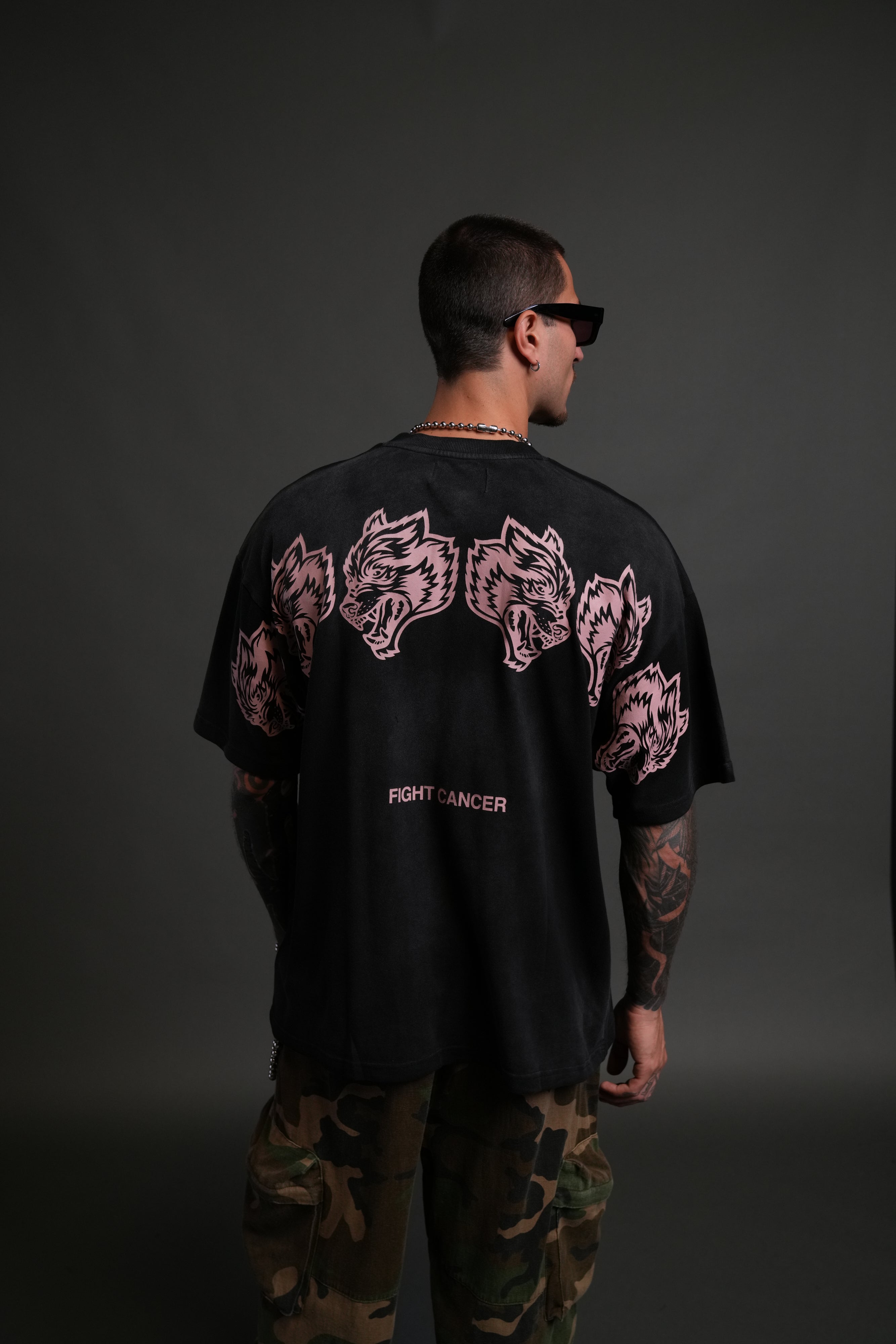 Wolves Have Your Back "Premium" Oversized Tee in Black Halo Wash