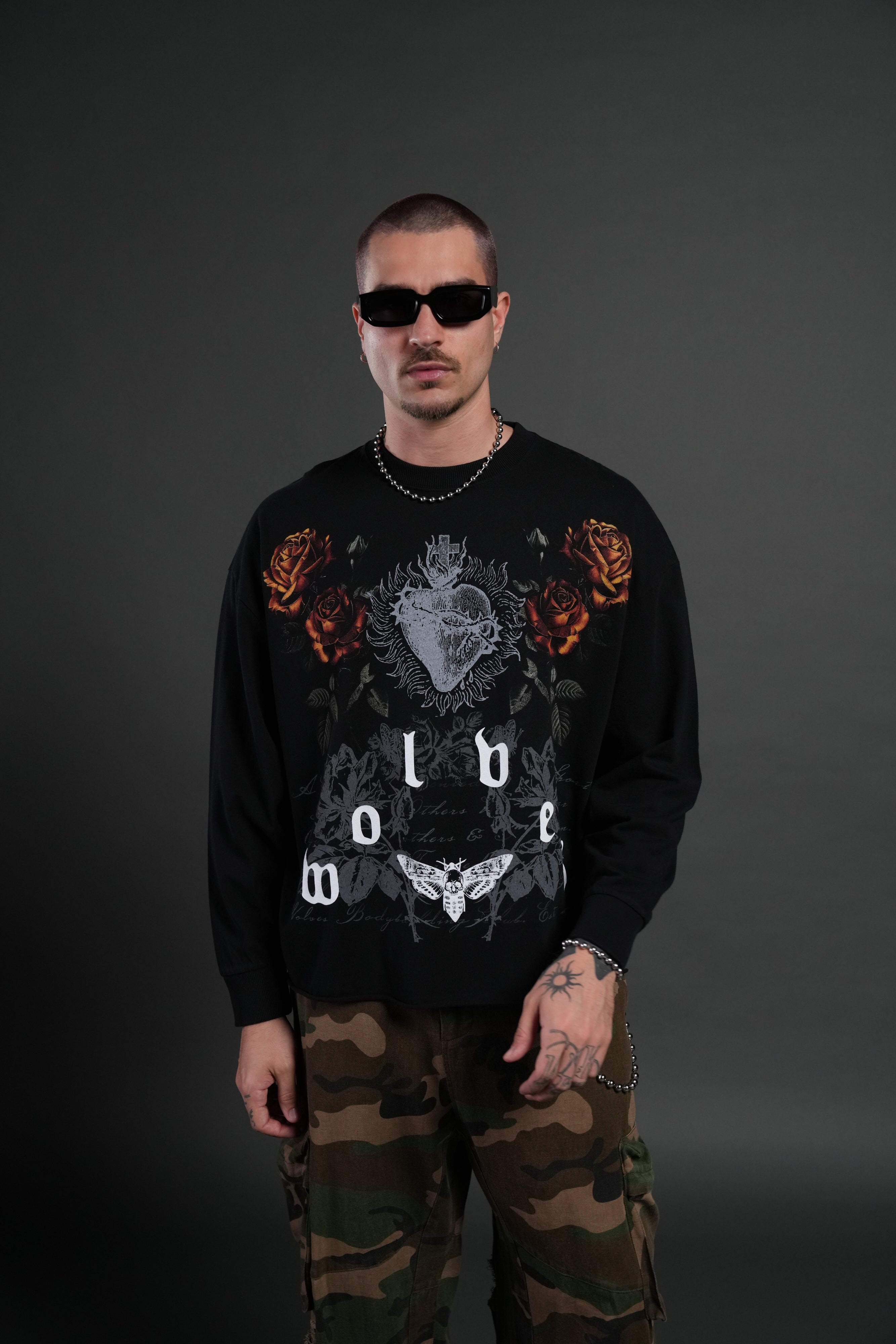 You Are the Reason Grunge Mid-Length Raw Hem LS Tee in Black