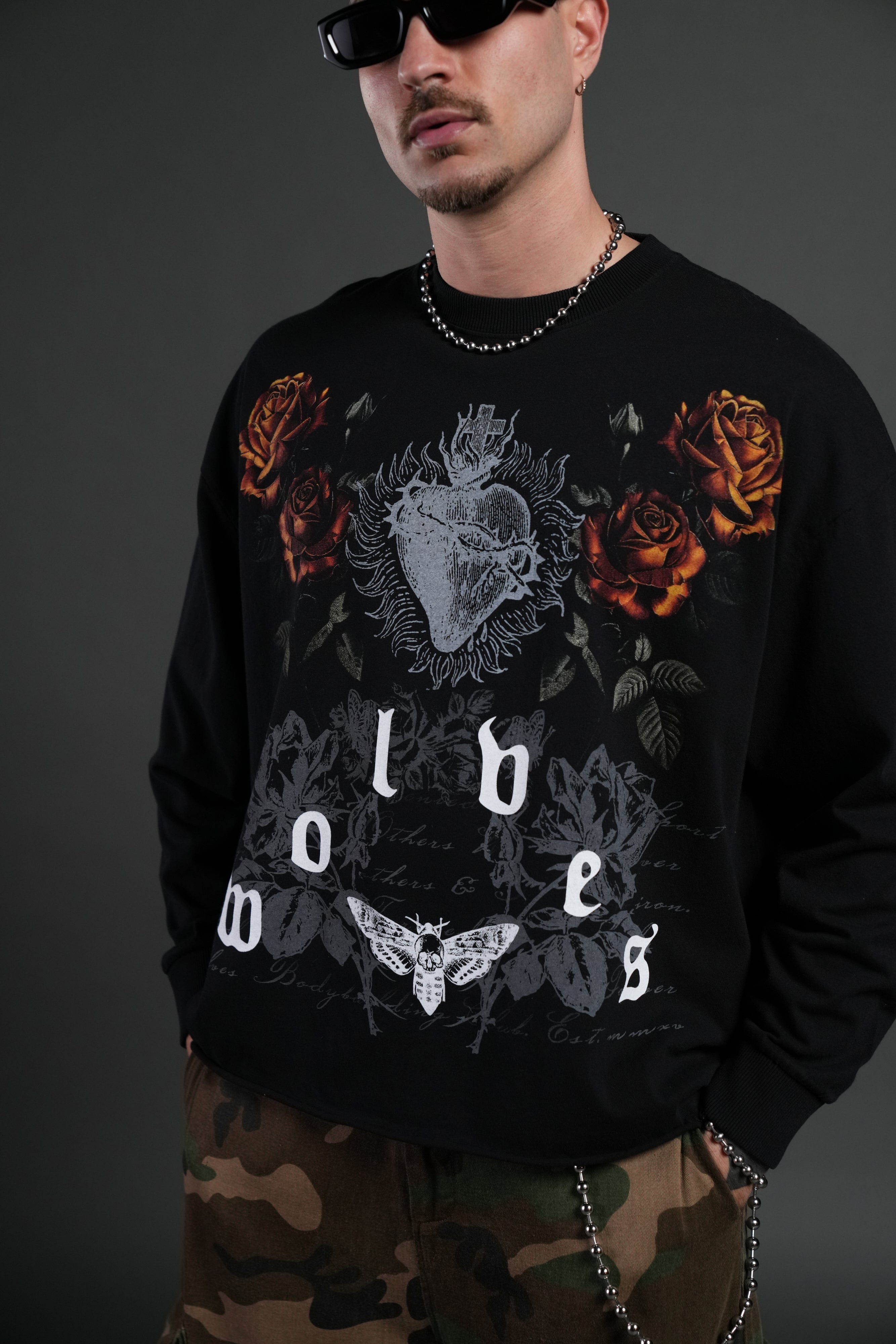 You Are the Reason Grunge Mid-Length Raw Hem LS Tee in Black