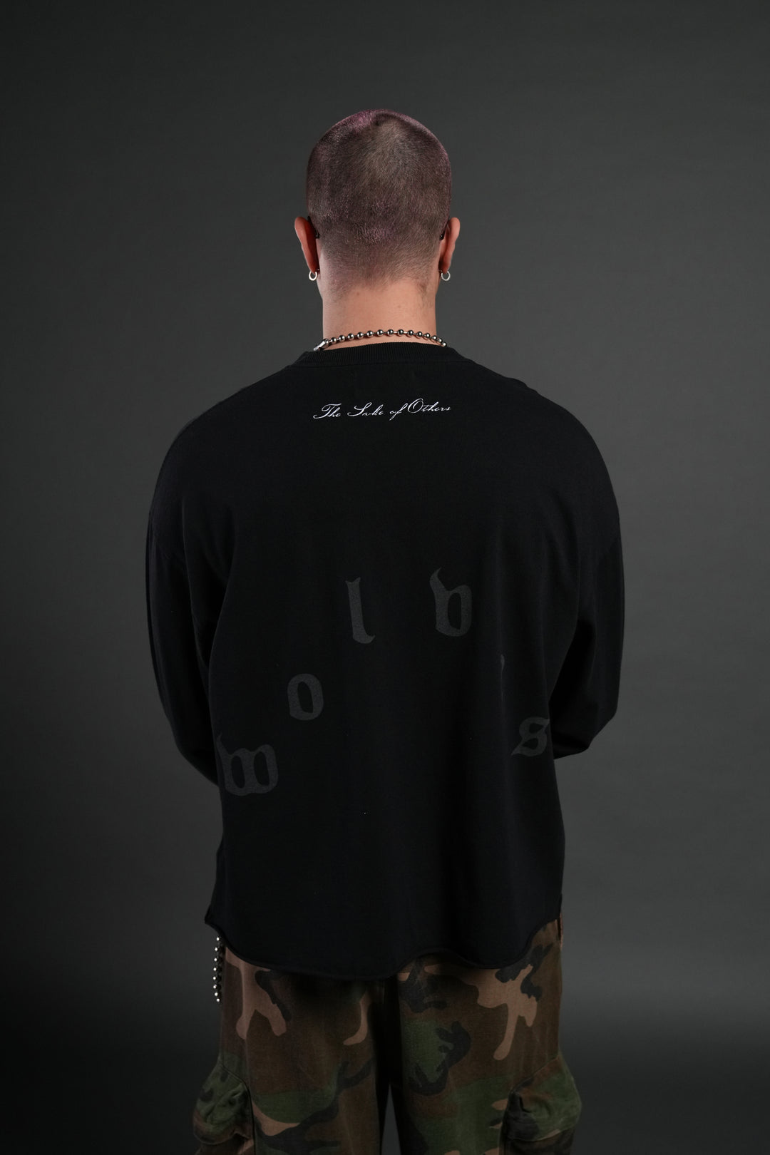 You Are the Reason Grunge Mid-Length Raw Hem LS Tee in Black