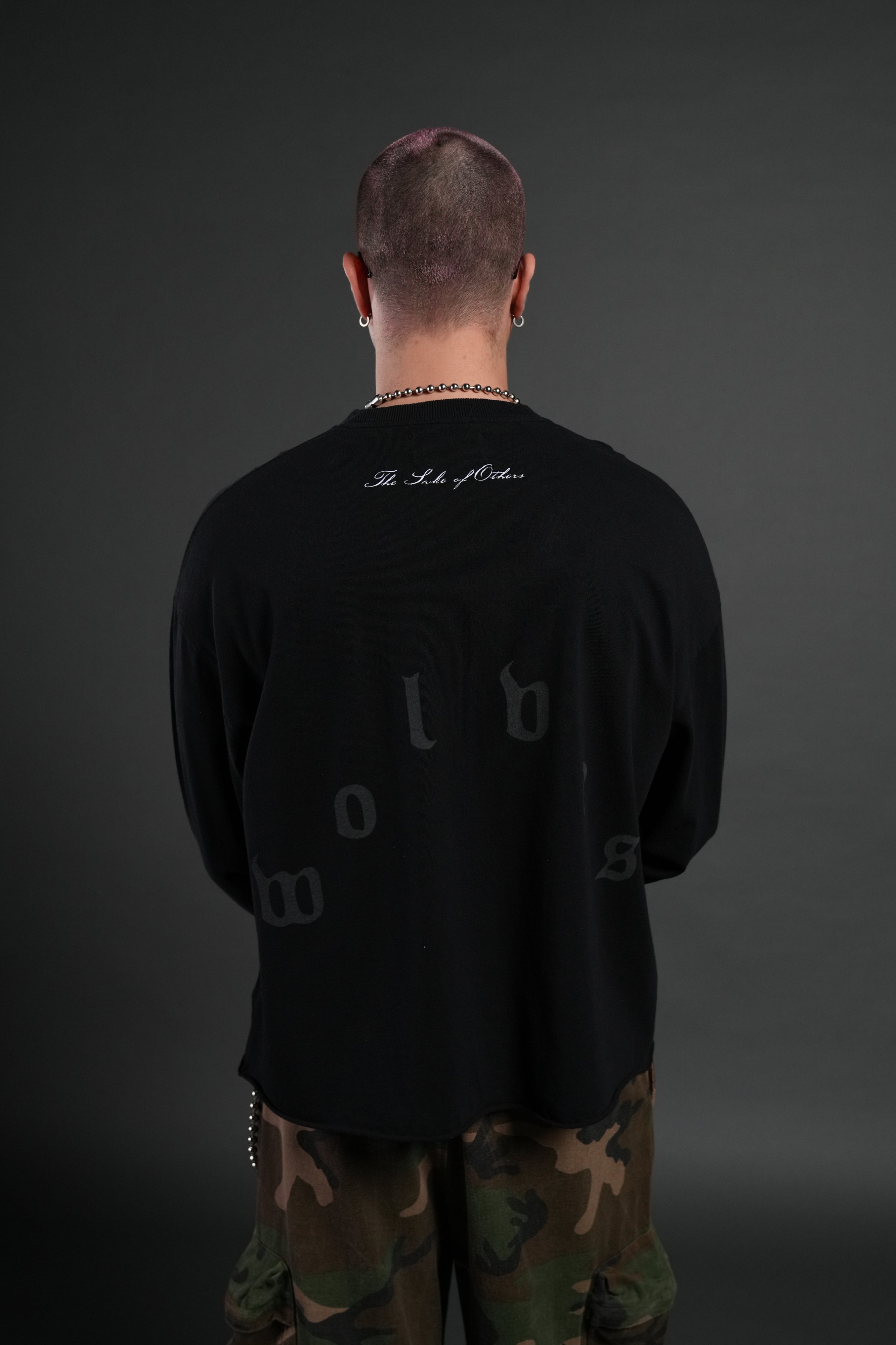 You Are the Reason Grunge Mid-Length Raw Hem LS Tee in Black