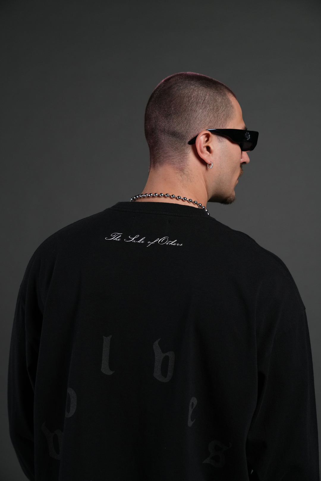 You Are the Reason Grunge Mid-Length Raw Hem LS Tee in Black