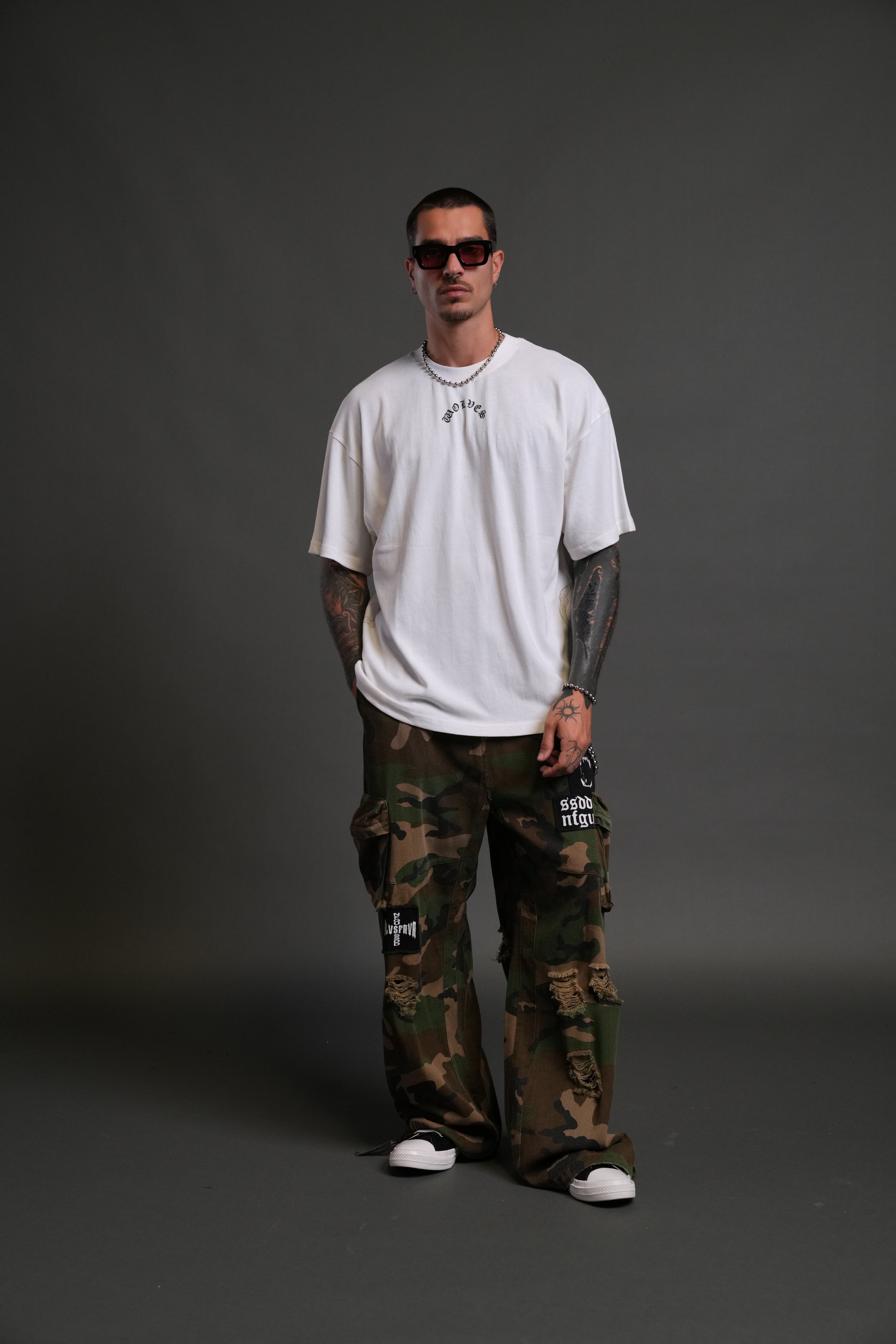 Wolves Never Back Down "Premium" Oversized Tee in Cream