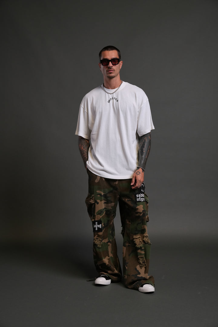 Wolves Never Back Down "Premium" Oversized Tee in Cream