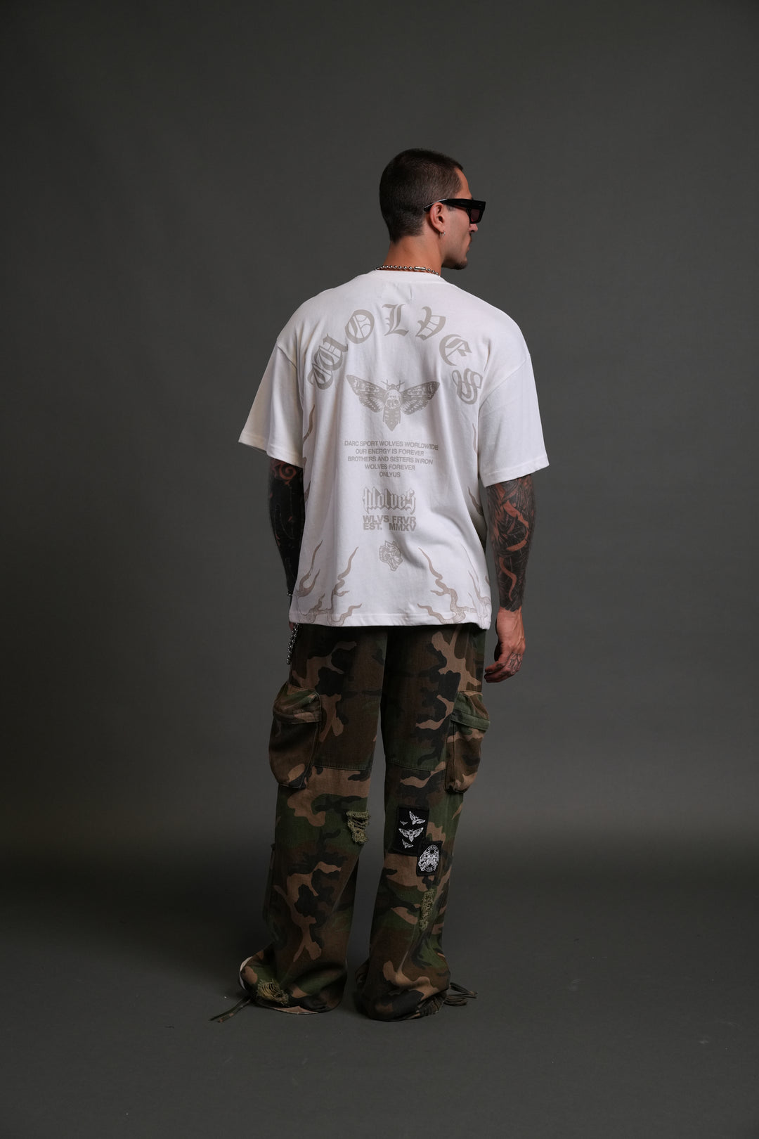 Wolves Never Back Down "Premium" Oversized Tee in Cream