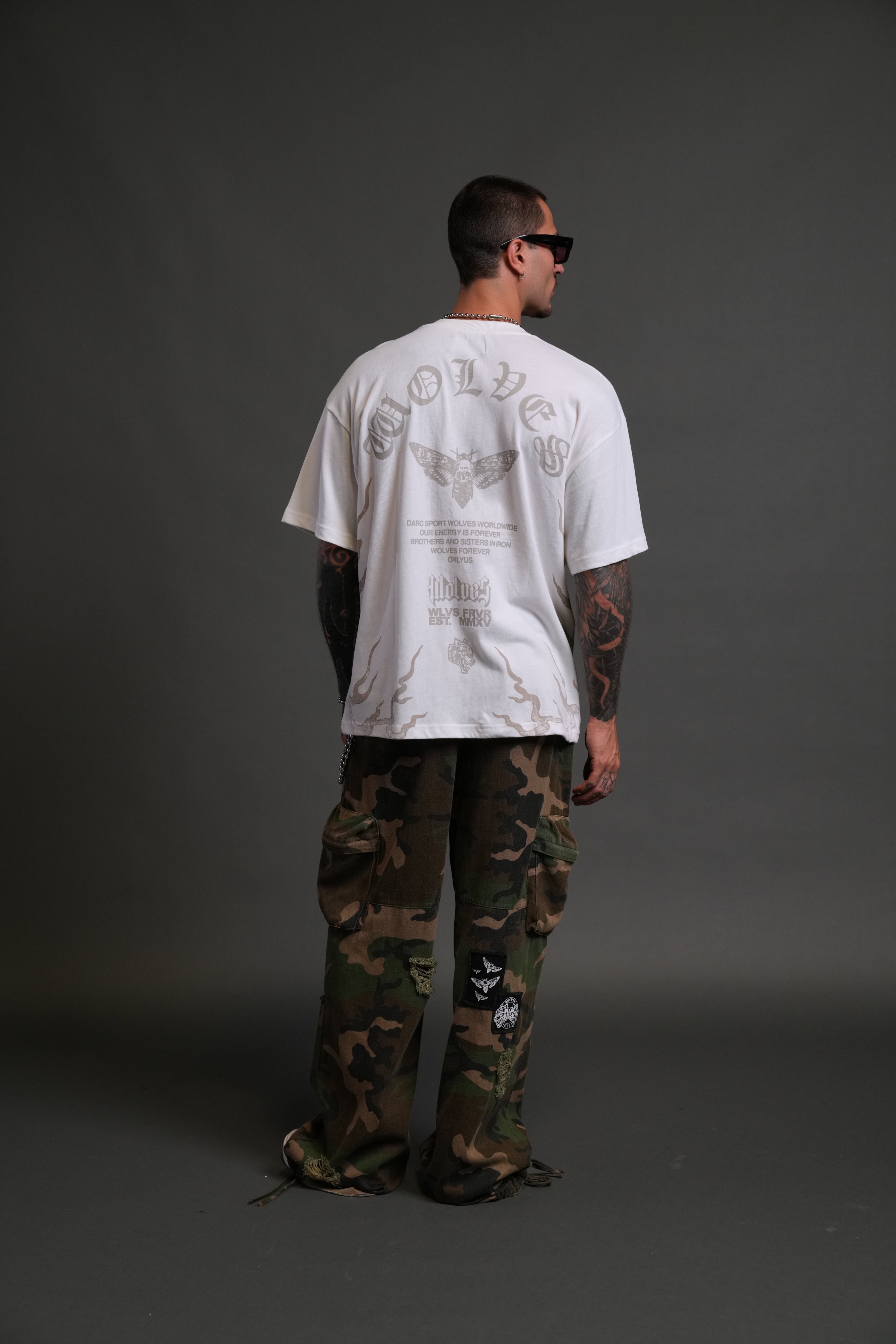 Wolves Never Back Down "Premium" Oversized Tee in Cream
