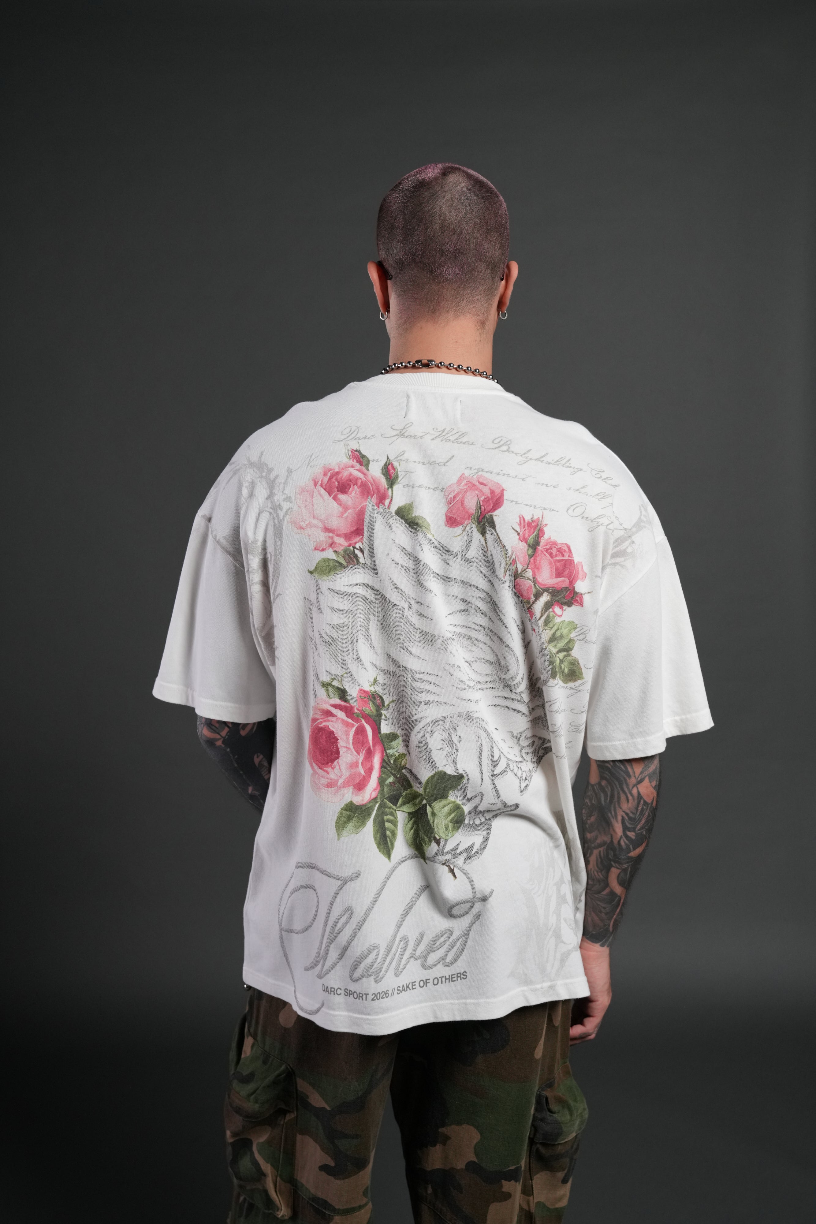 Nocturne Bloom Premium Oversized Tee in Cream