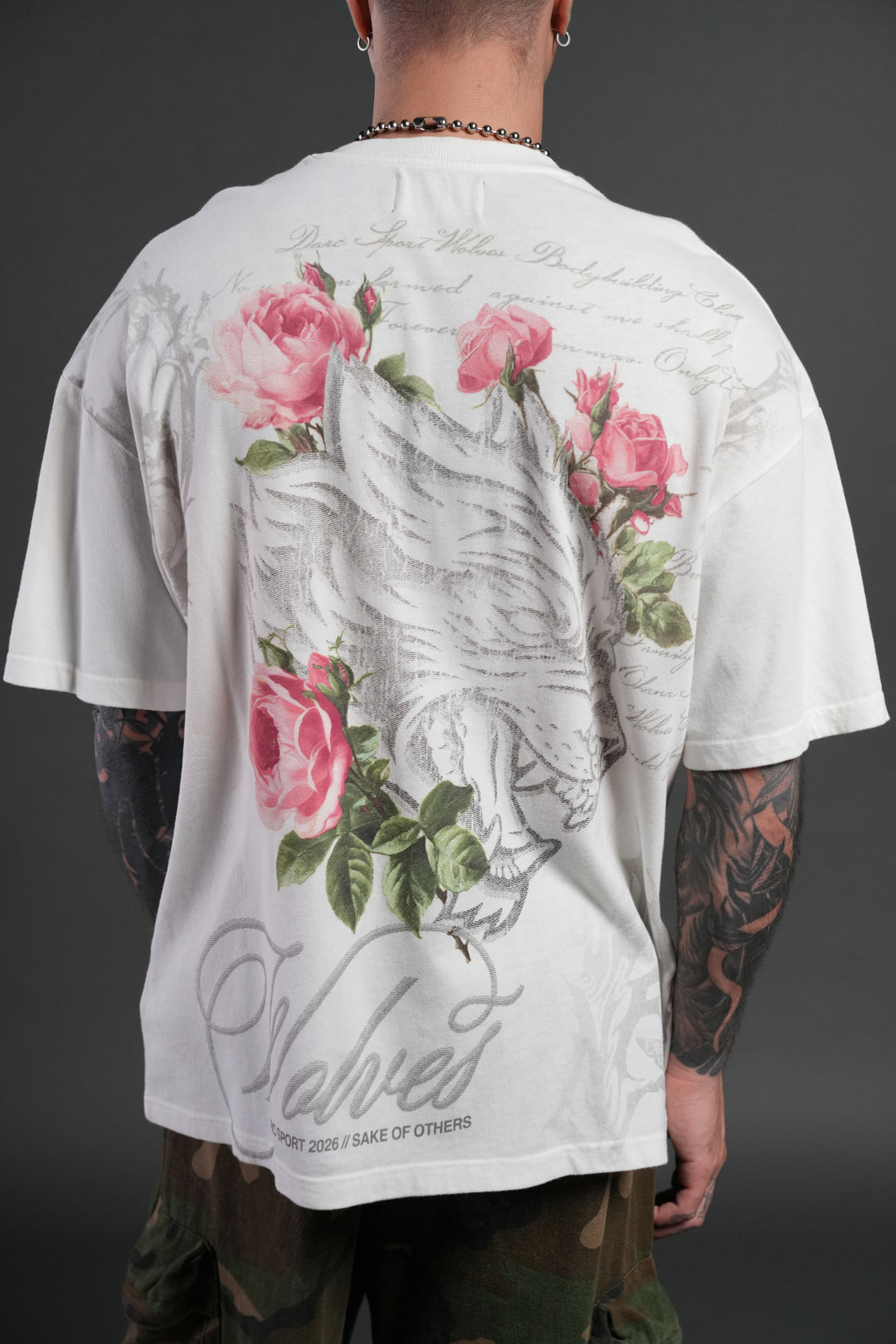 Nocturne Bloom Premium Oversized Tee in Cream