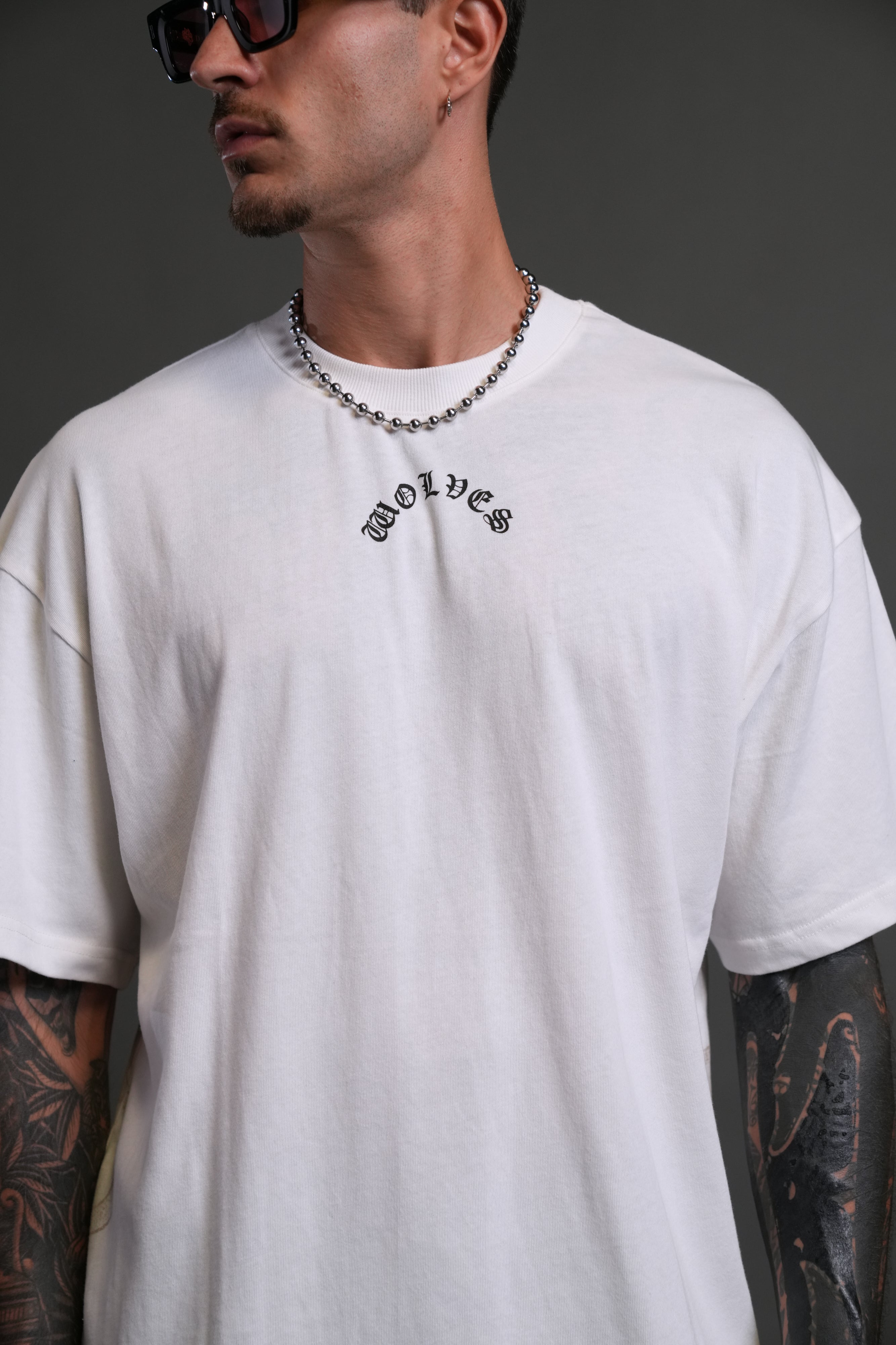 Wolves Never Back Down "Premium" Oversized Tee in Cream