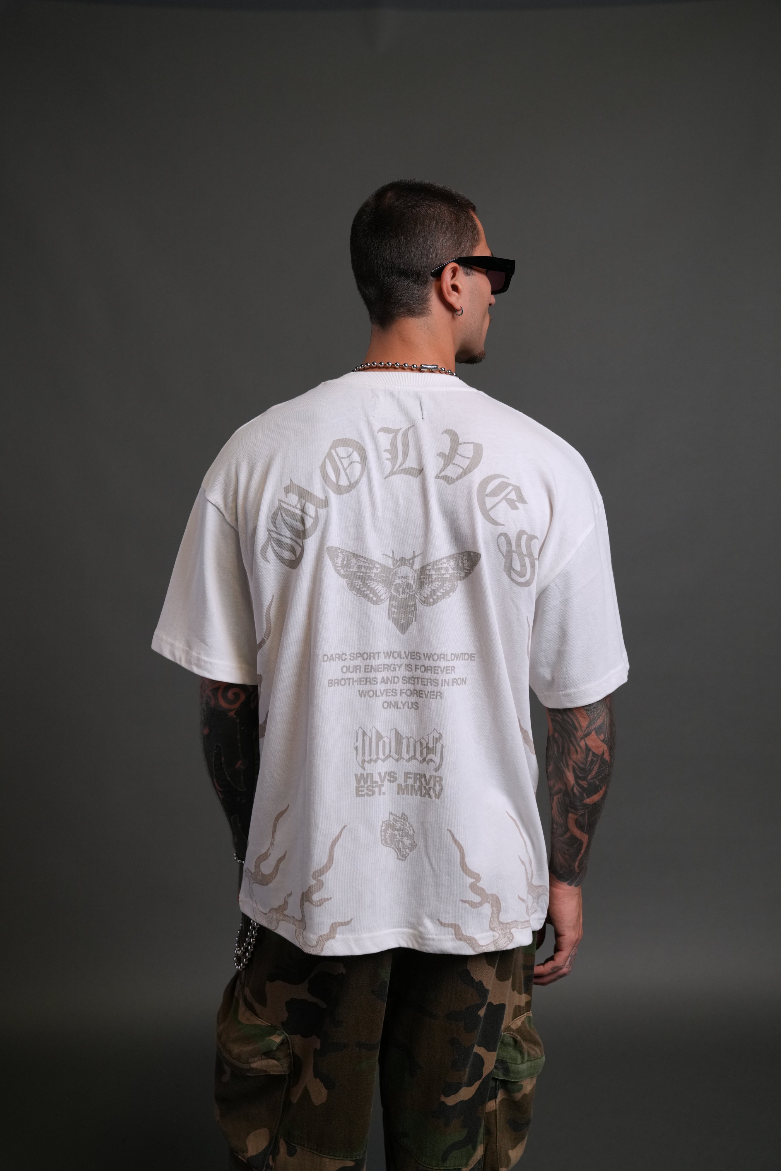 Wolves Never Back Down "Premium" Oversized Tee in Cream