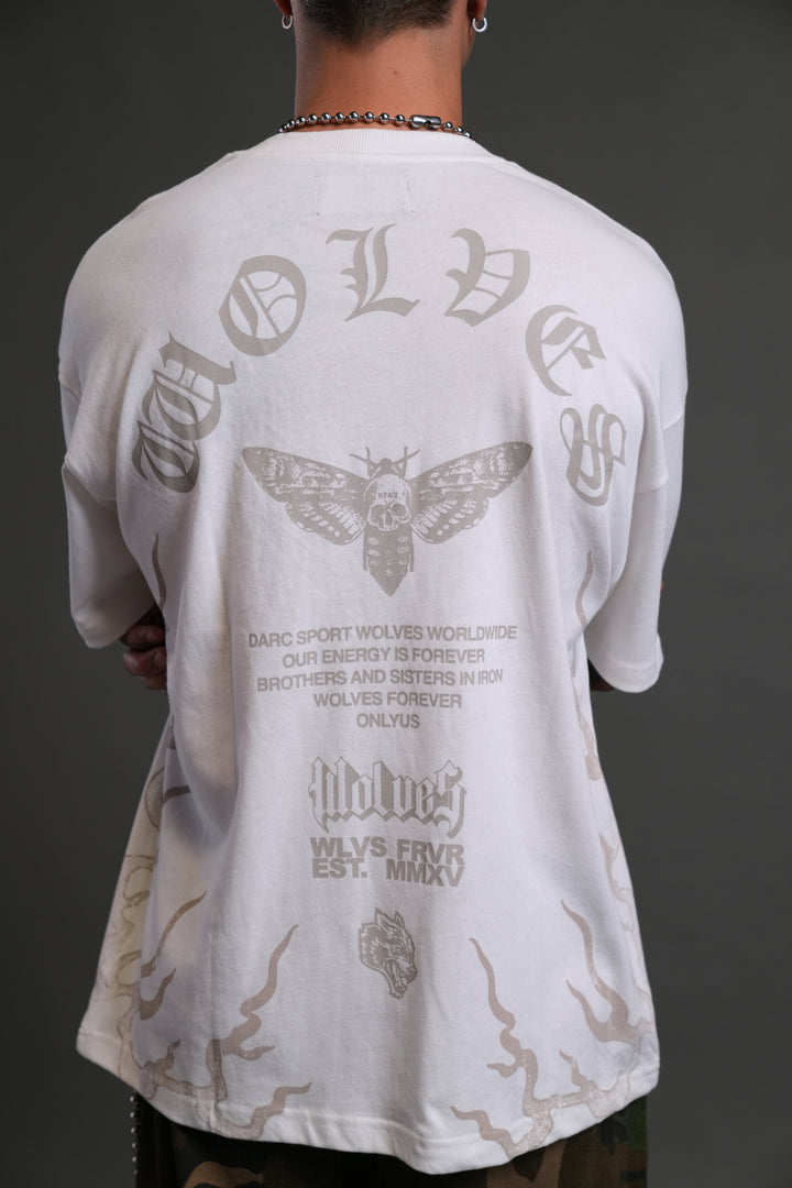 Wolves Never Back Down "Premium" Oversized Tee in Cream