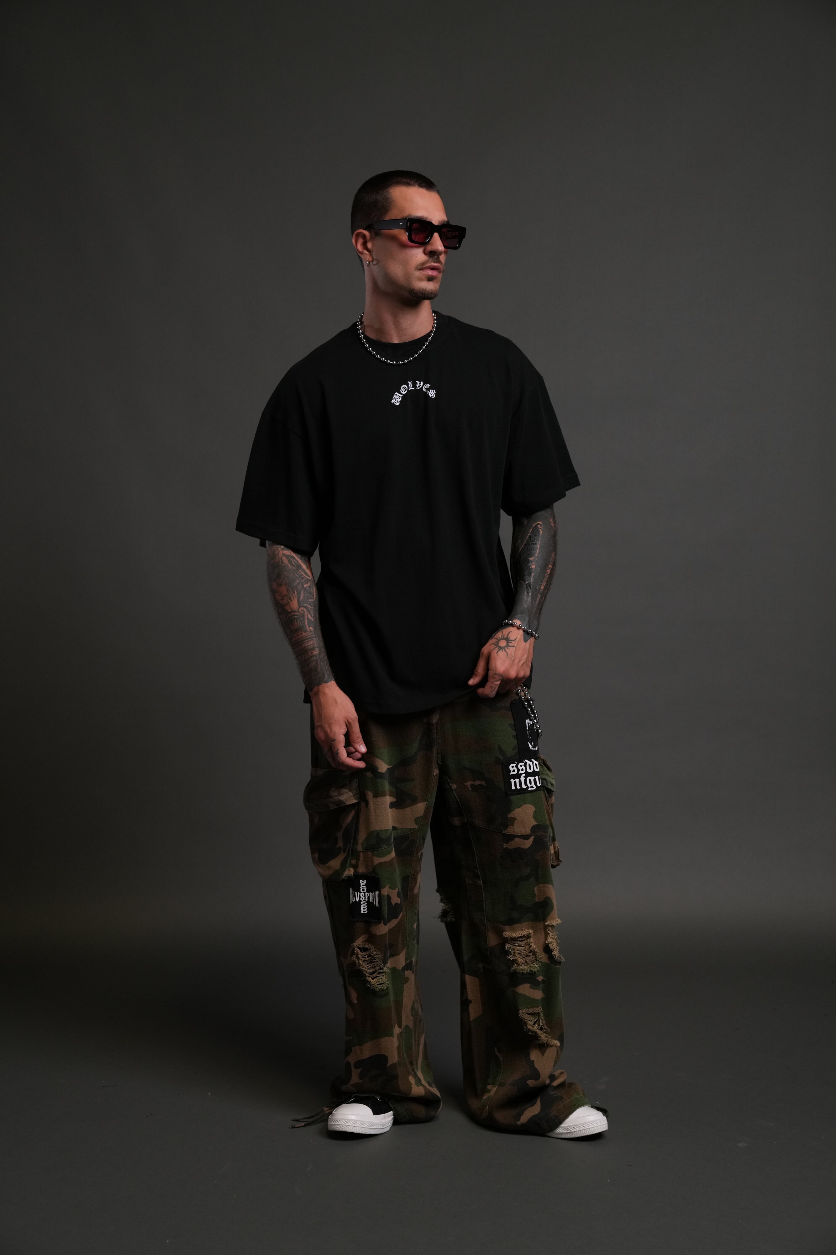 Wolves Never Back Down "Premium" Oversized Tee in Black