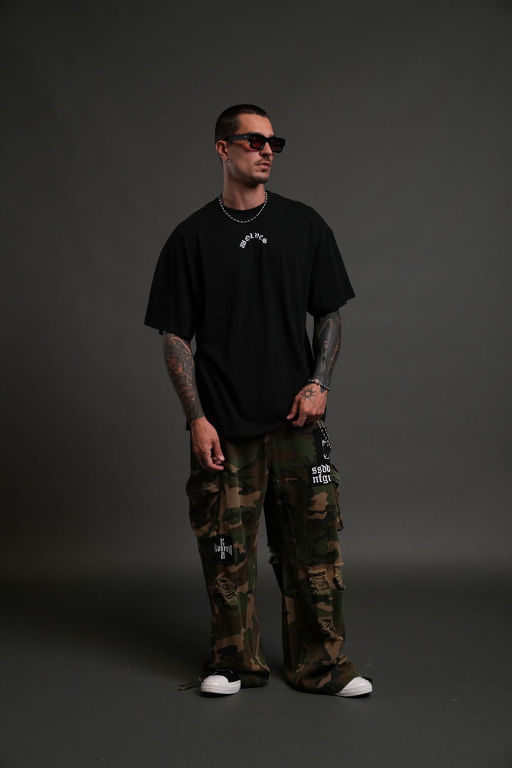 Wolves Never Back Down "Premium" Oversized Tee in Black