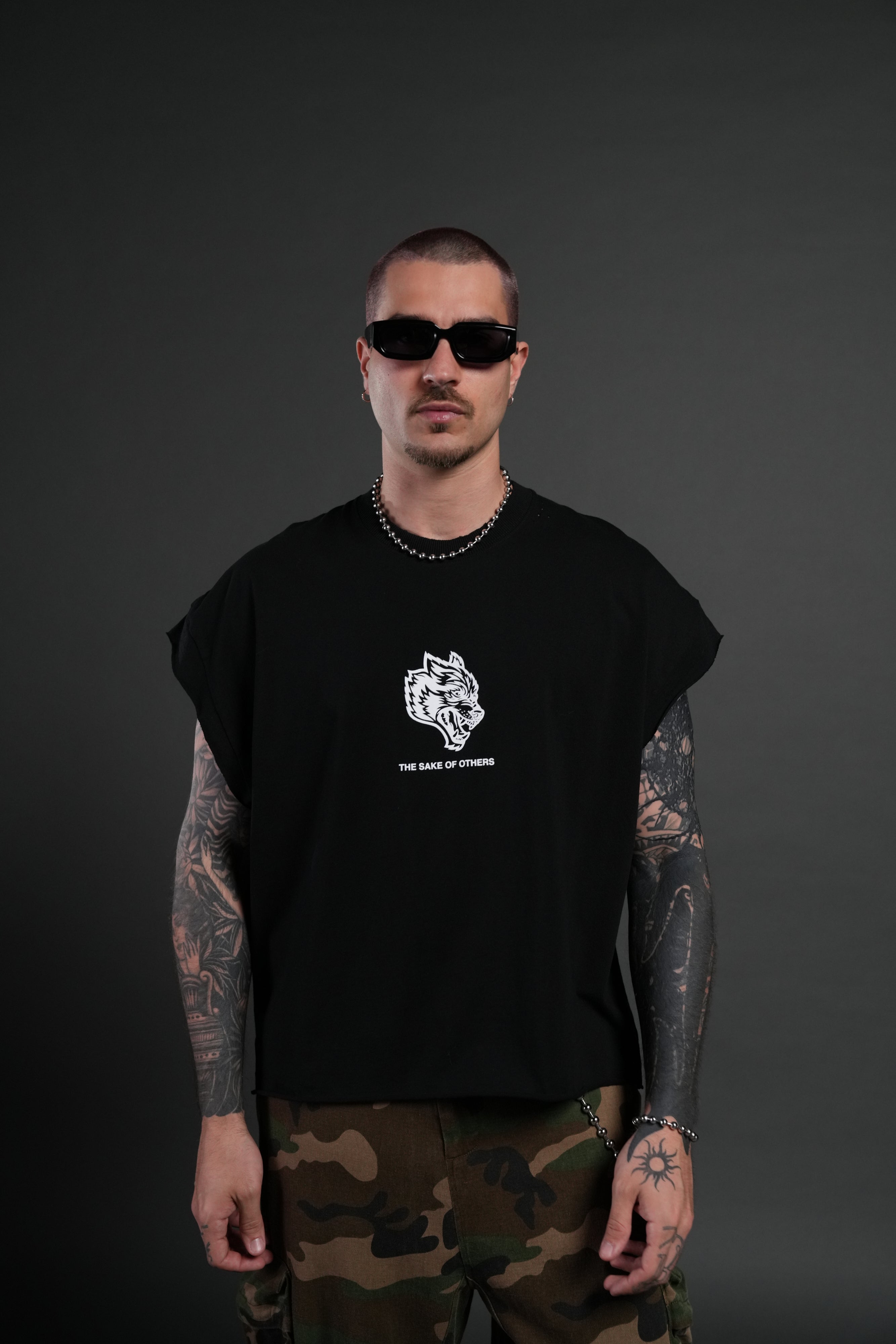 Holy Vow Distressed Grunge Cut-Off Mid-Length Raw Hem Tee in Black