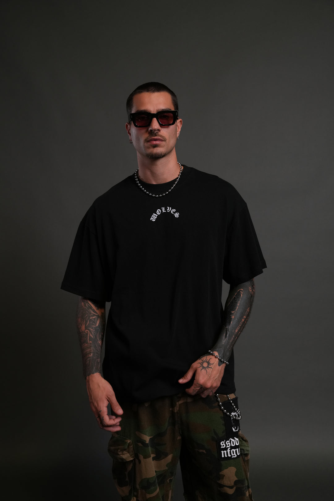 Wolves Never Back Down "Premium" Oversized Tee in Black