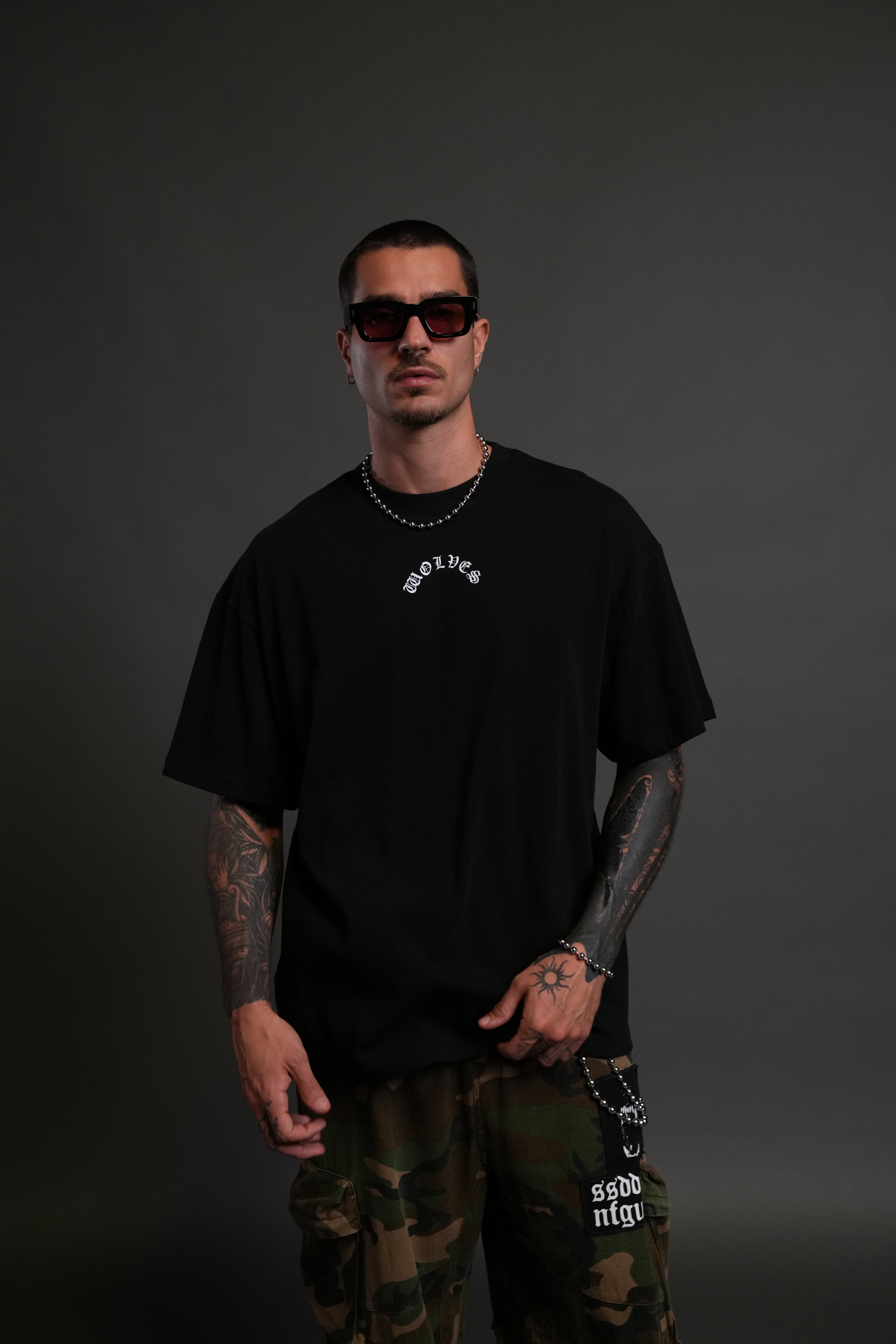 Wolves Never Back Down "Premium" Oversized Tee in Black